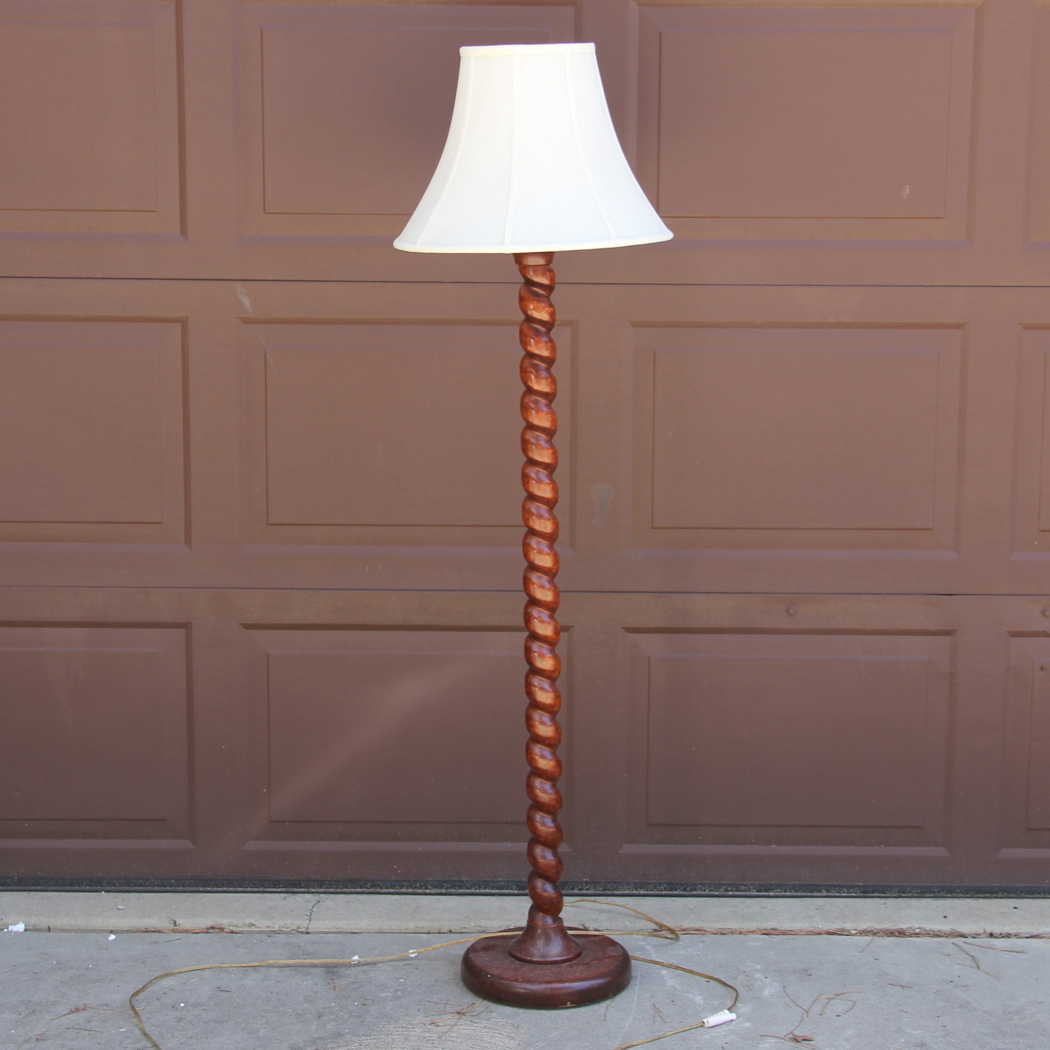 twisted wood floor lamp