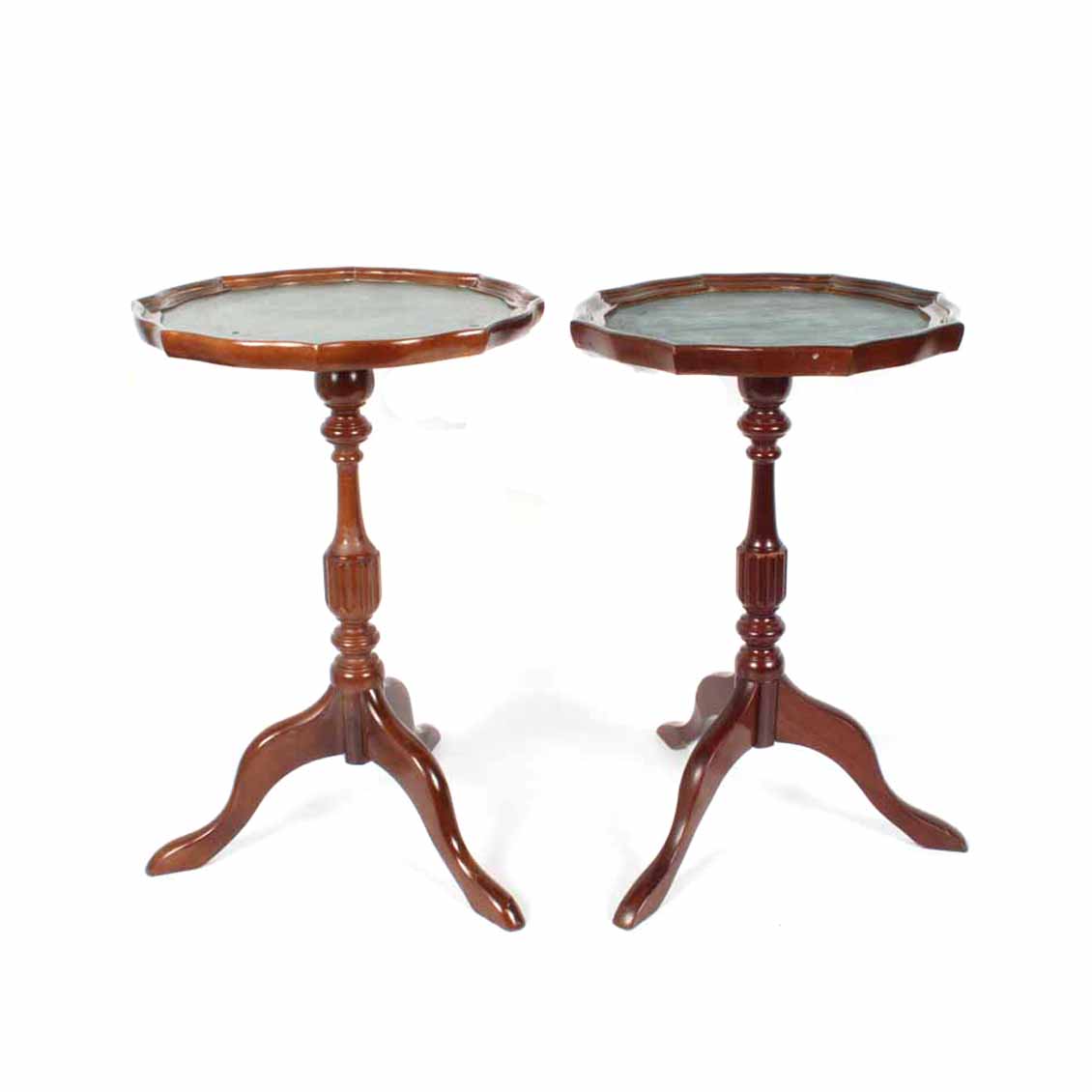 Two Leather Top Bombay Accent Tables EBTH