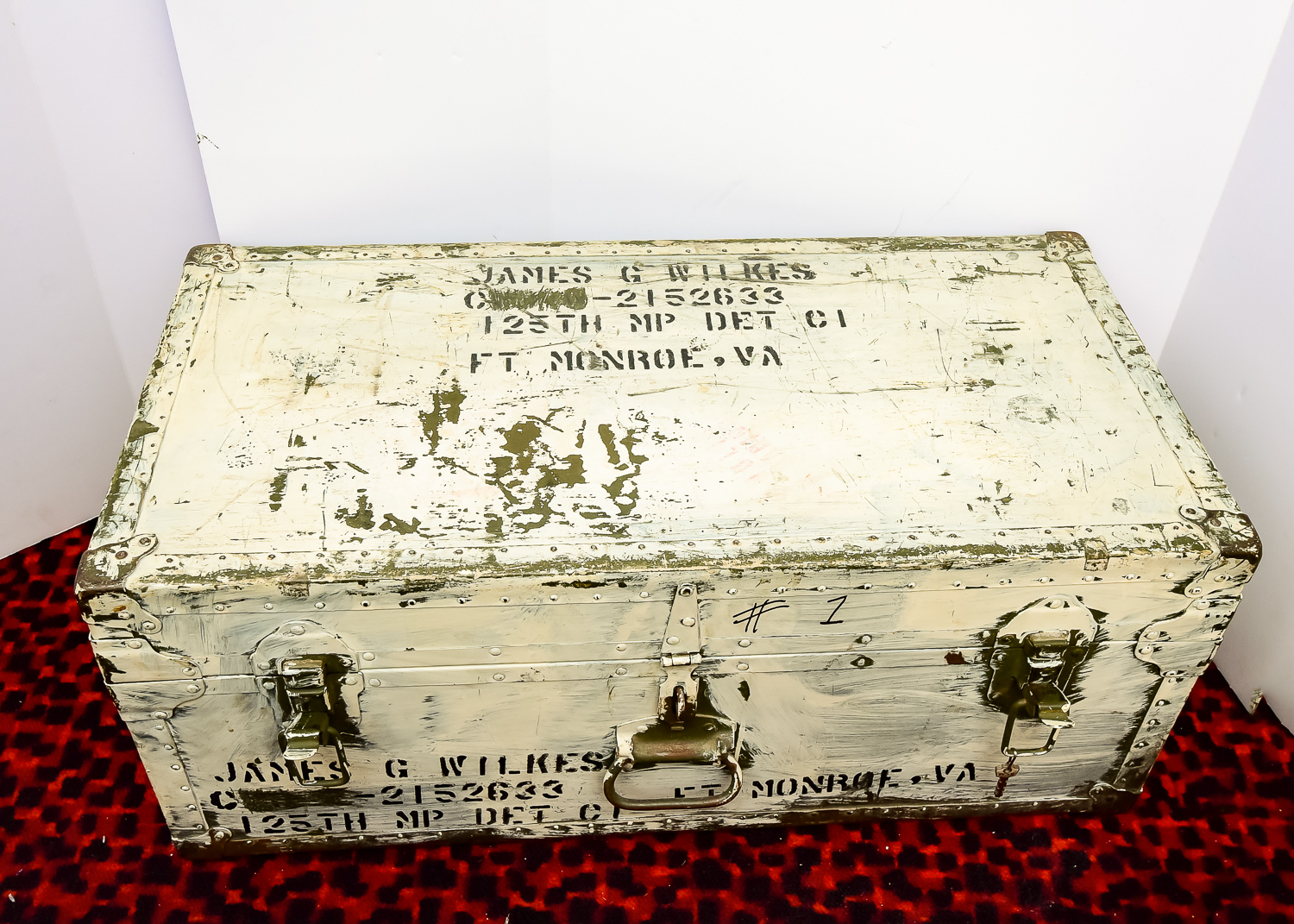 Vintage US Army Footlocker Trunk EBTH