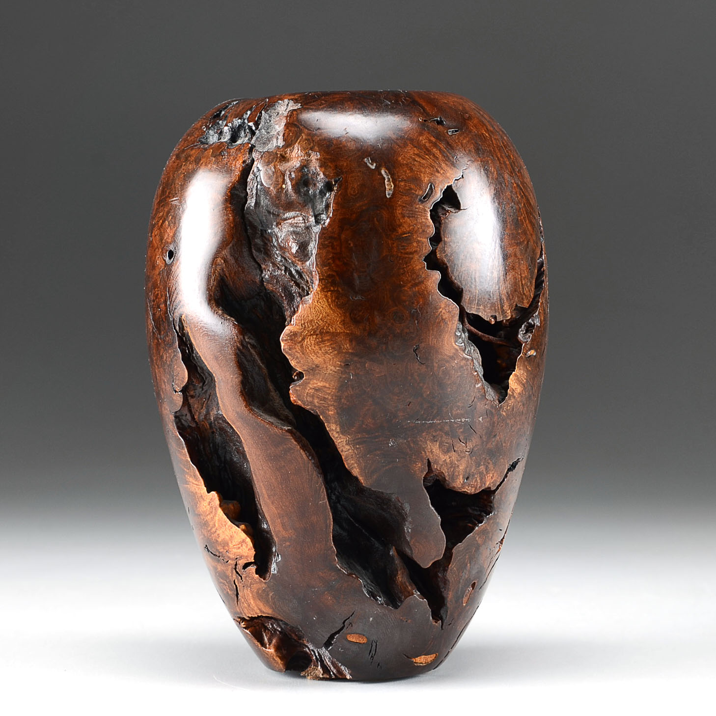 Coast Gallery Hand Turned Burled Wood Vase Ebth