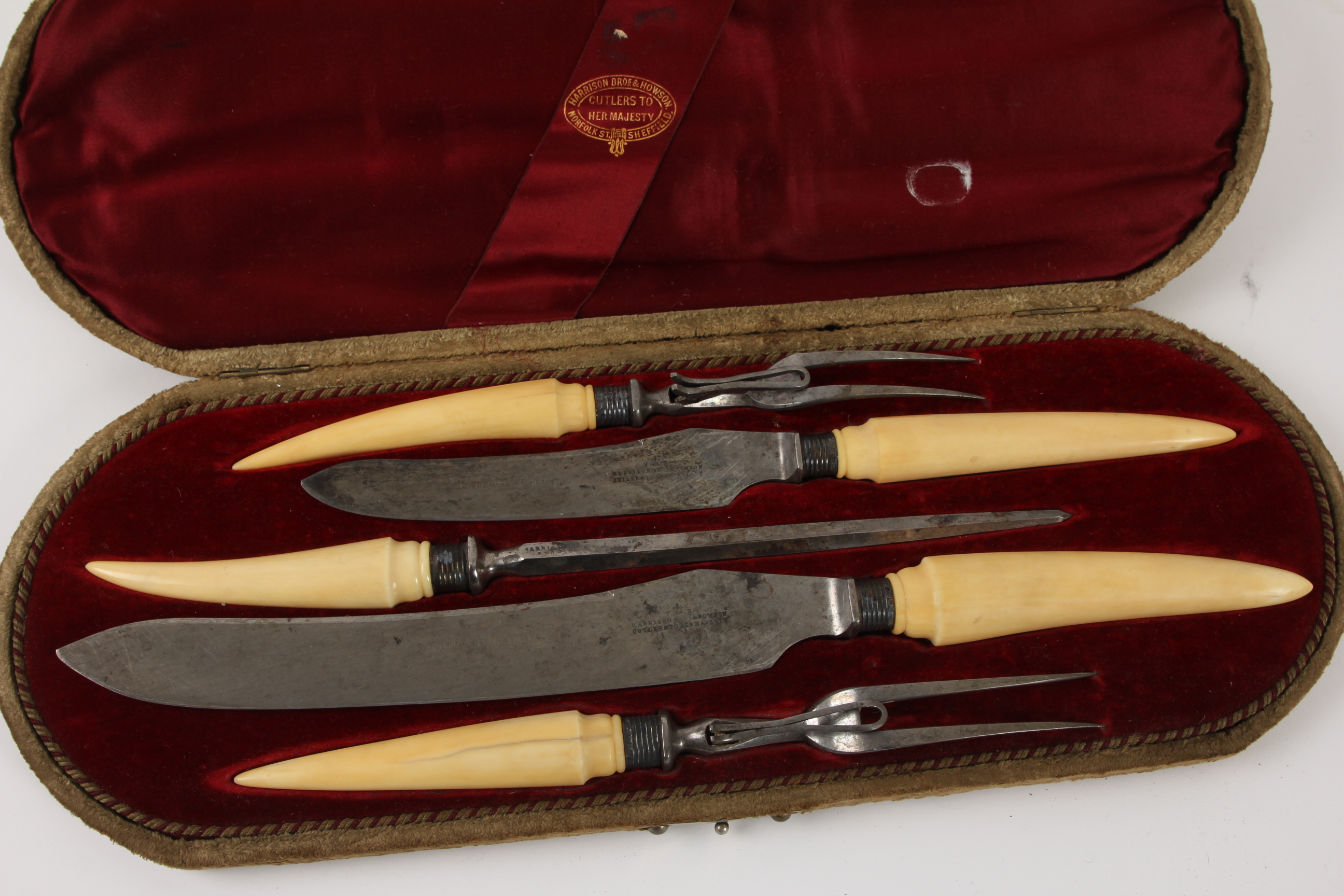 Antique 1800s Harrison Bros. & Howson Sheffield Carving Set EBTH