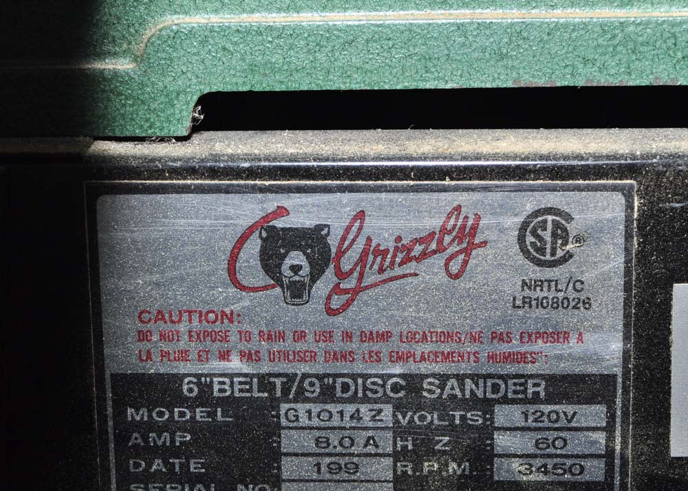 Grizzly Combination Sander 6" x 48" Belt 9" Disc Z Series EBTH