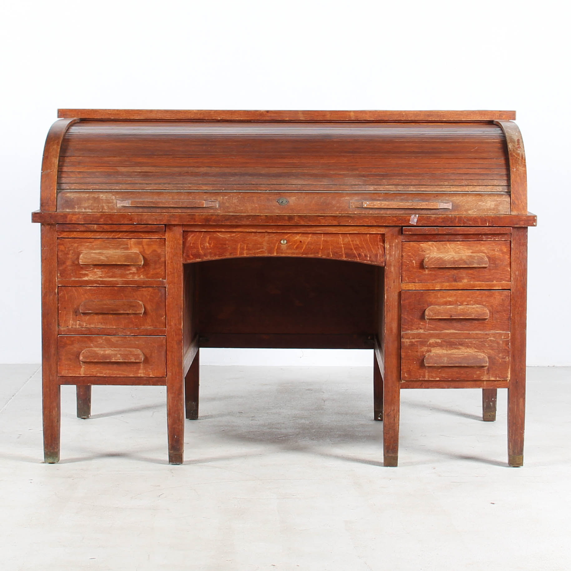 Tiger Oak Roll Top Desk EBTH