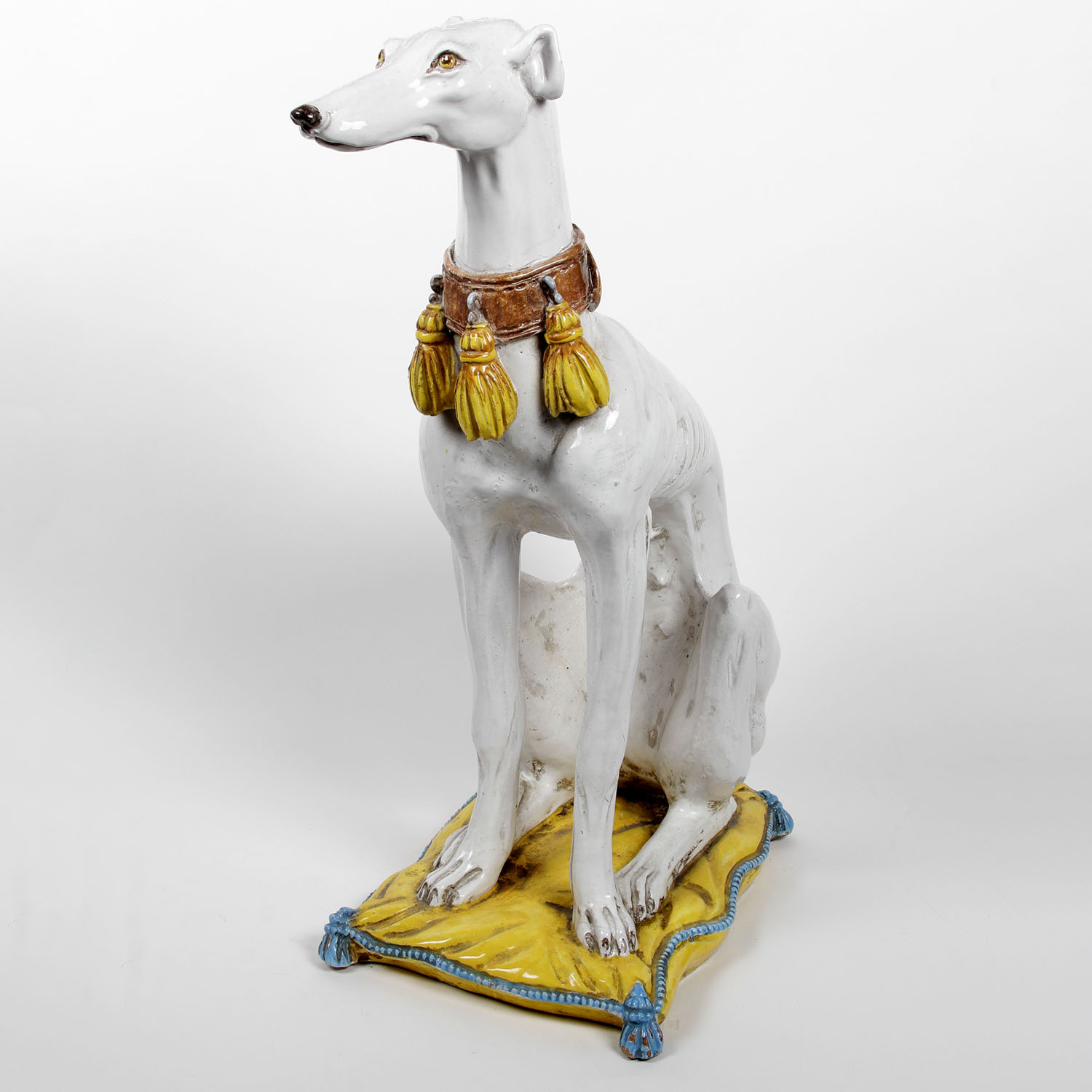 Life Size Numbered Italian Glazed Terracotta Whippet Statue EBTH