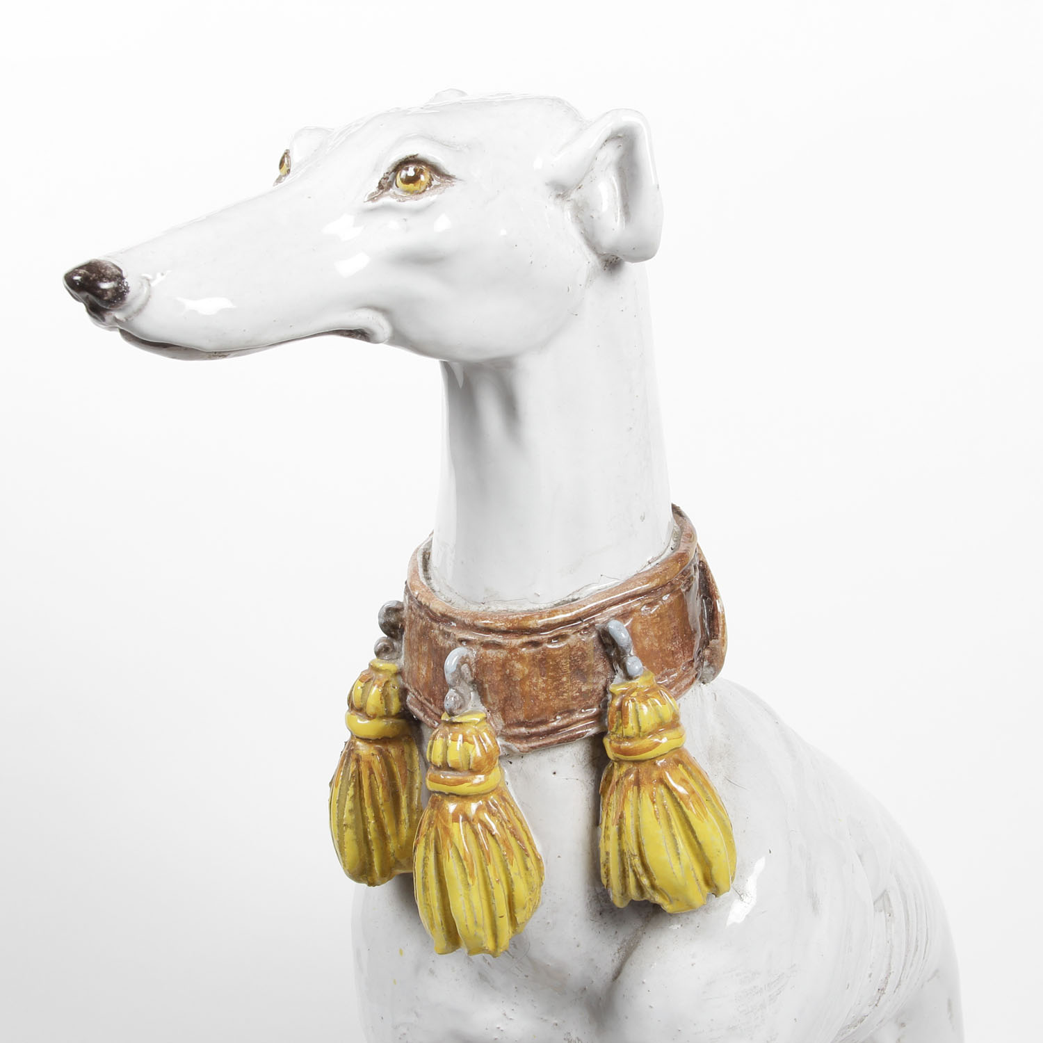 Life Size Numbered Italian Glazed Terracotta Whippet Statue EBTH