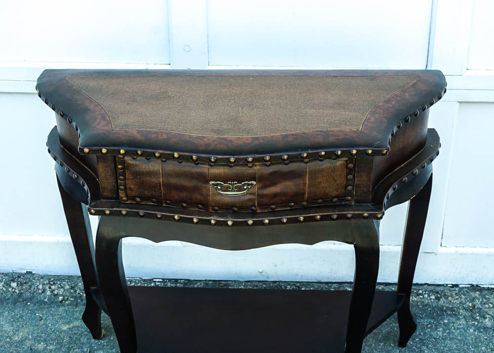 Leather Top Accent Table EBTH