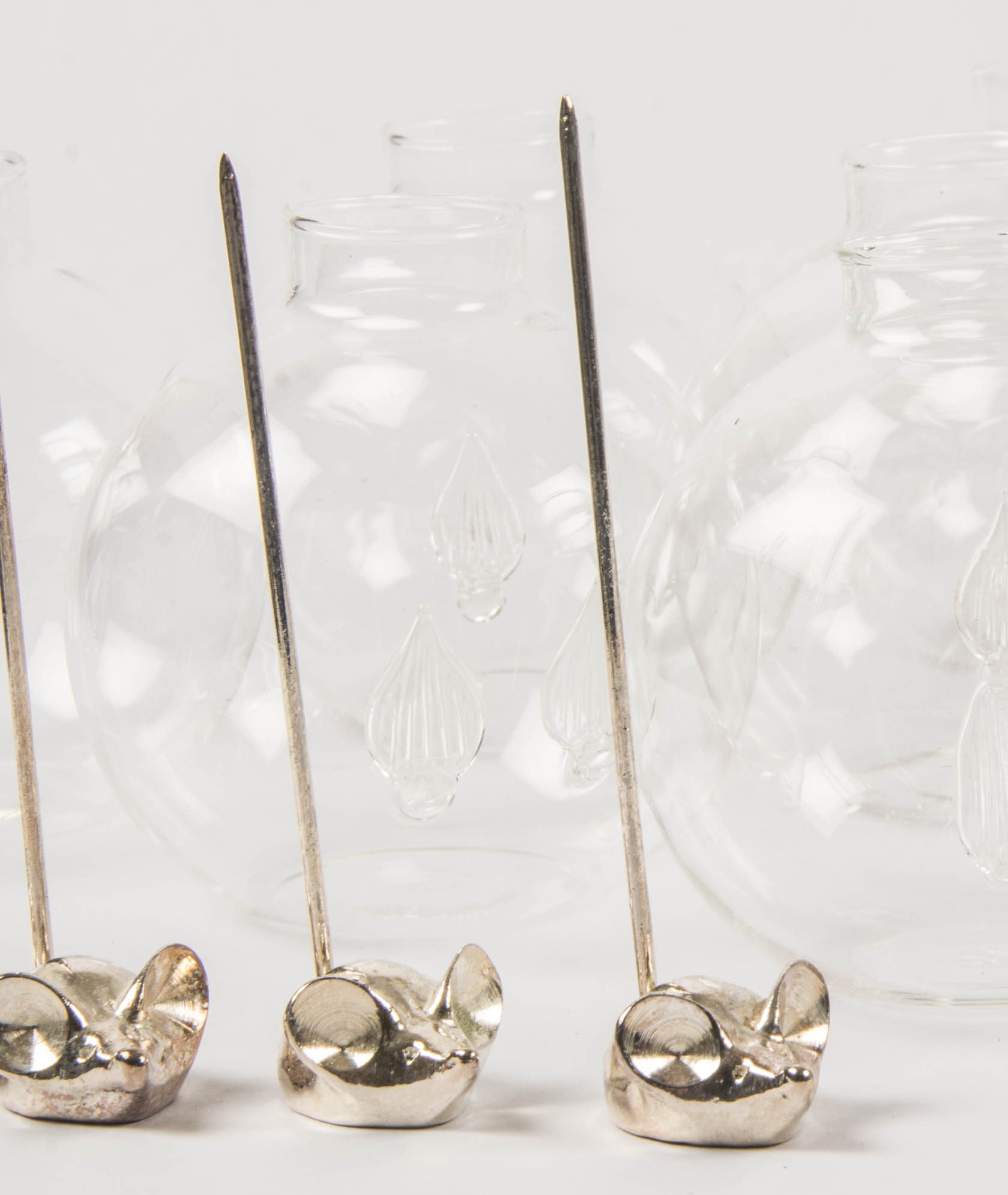 Blown Glass Place Setting Vases and Mice Place Card Holders EBTH