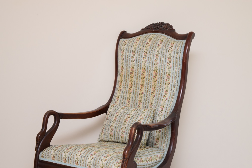 Antique Swan Neck Upholstered Rocking Chair EBTH