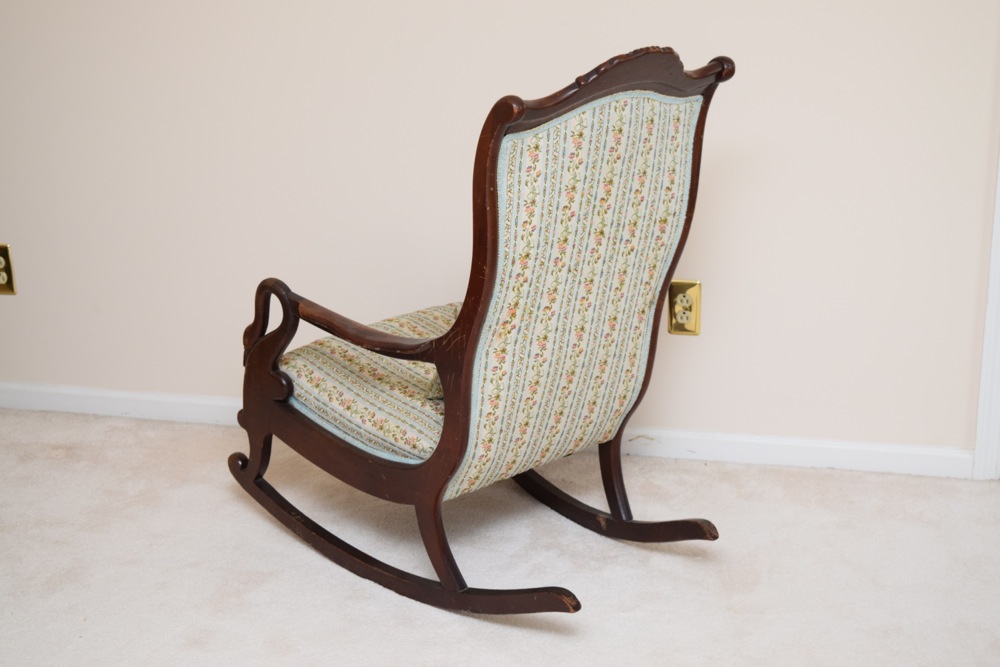 Antique Swan Neck Upholstered Rocking Chair EBTH