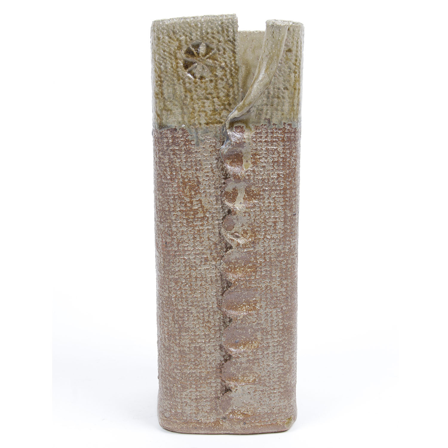 MidCentury Slab Pottery Vase EBTH