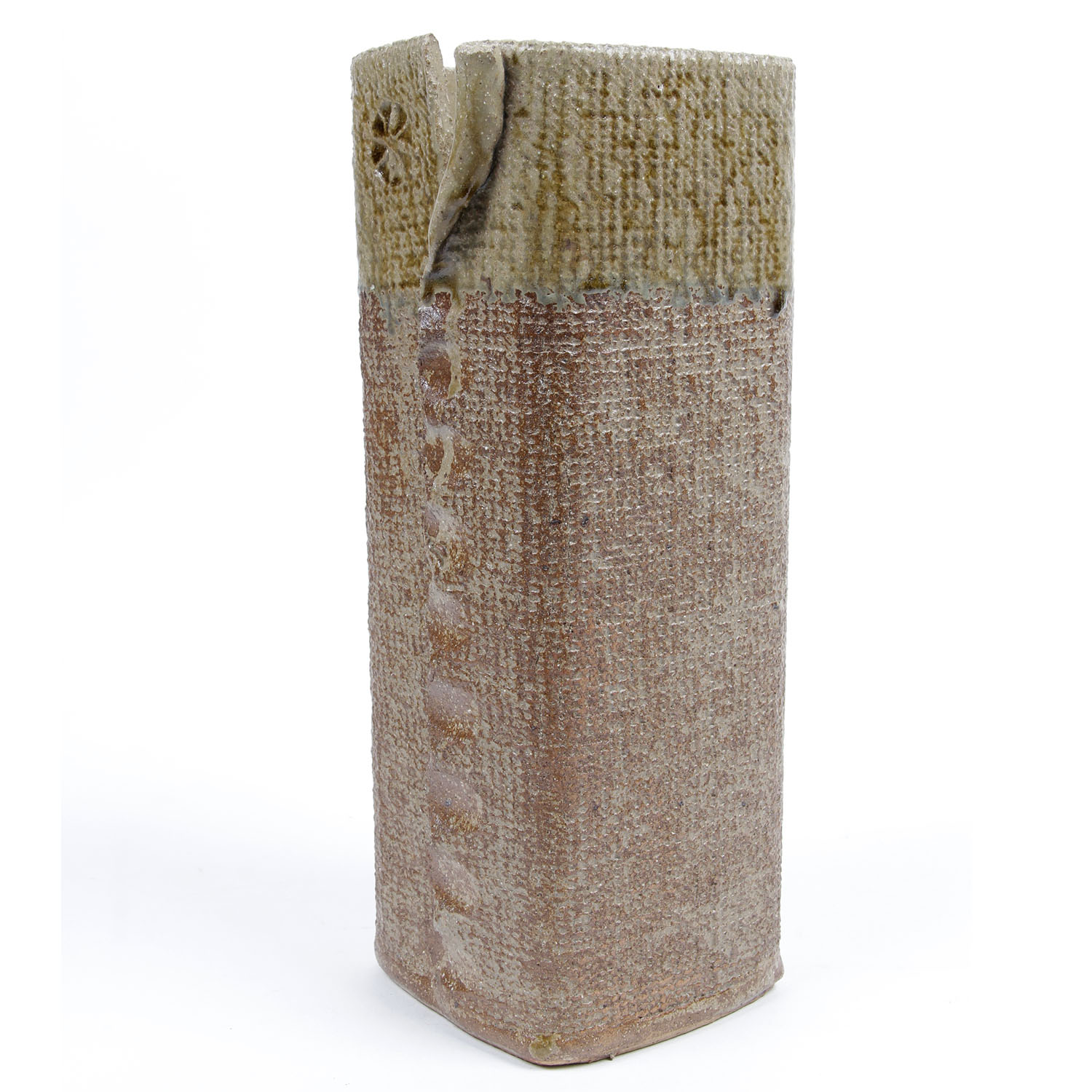 MidCentury Slab Pottery Vase EBTH