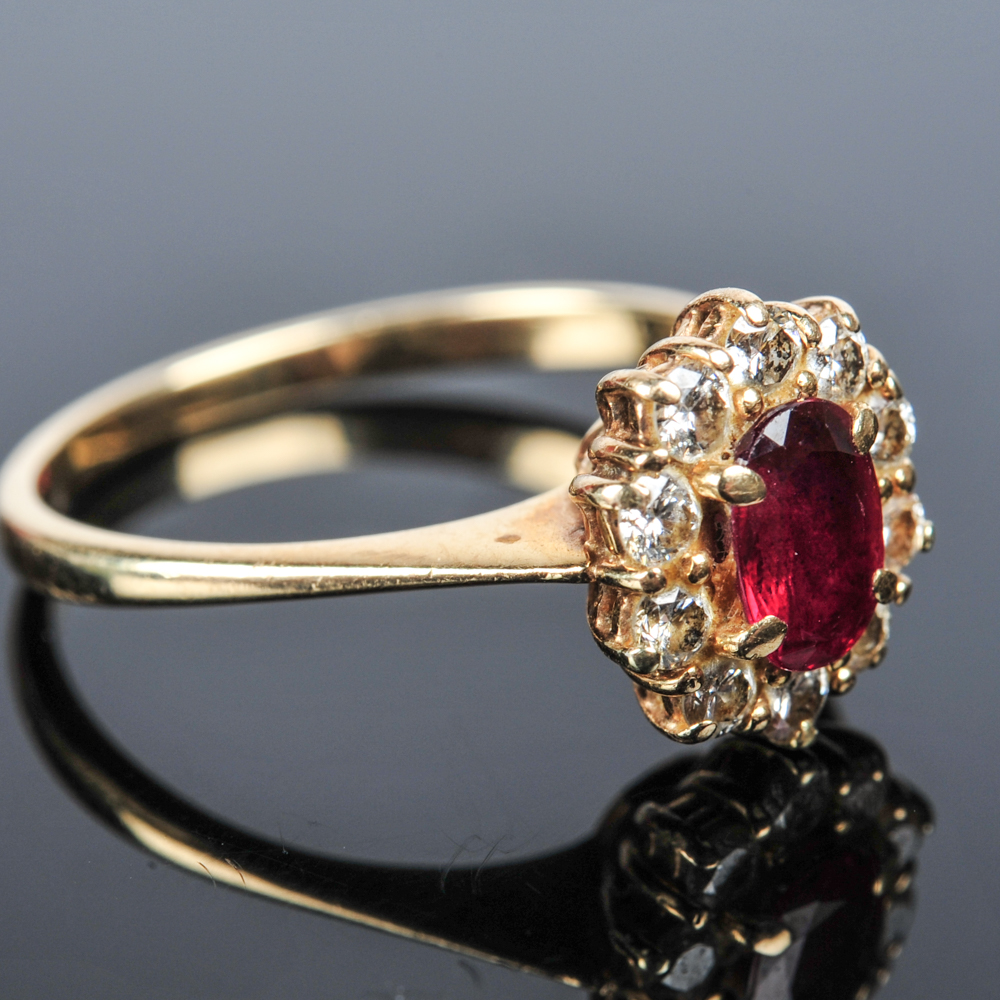 14K Gold Ruby and Diamond Ring EBTH