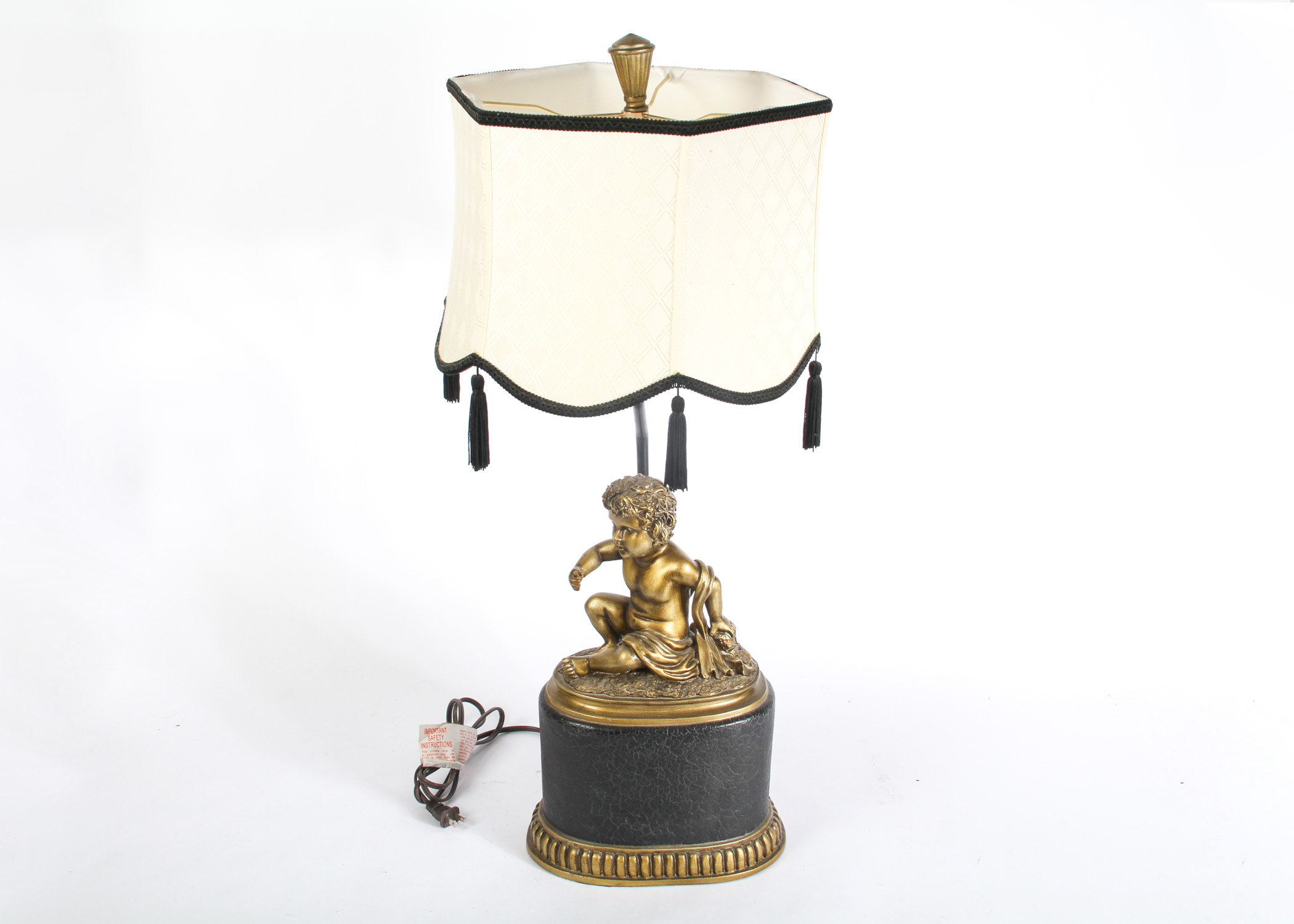 BrassToned Table Lamp with Shade EBTH