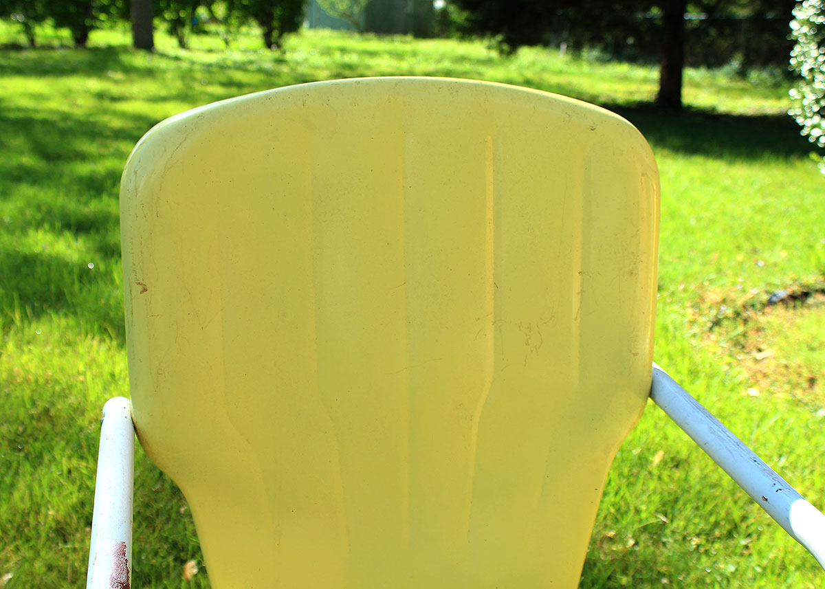 Three Vintage Yellow Metal Patio Chairs EBTH