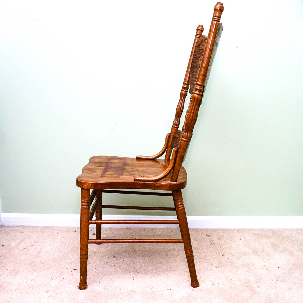 Set of Four Strongson Pressed Back Oak Dining Chairs EBTH
