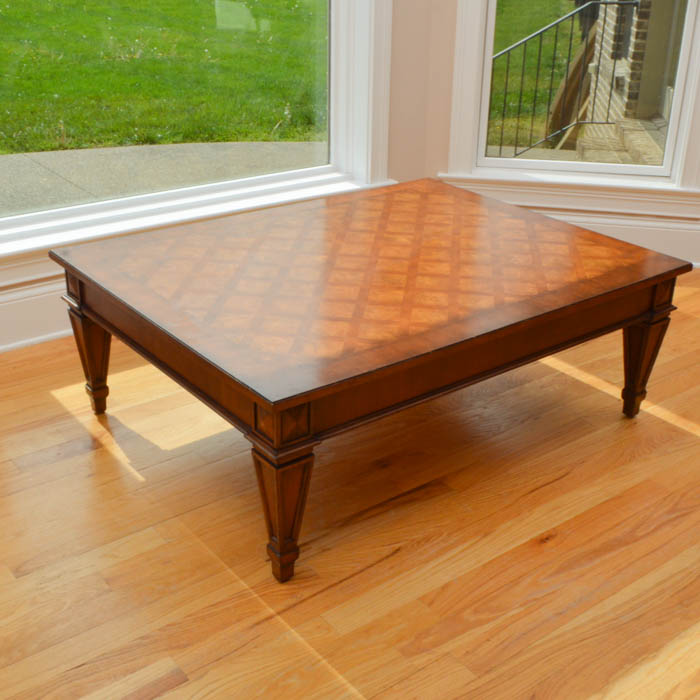 Ethan Allen Cherry Inlaid Coffee Table EBTH