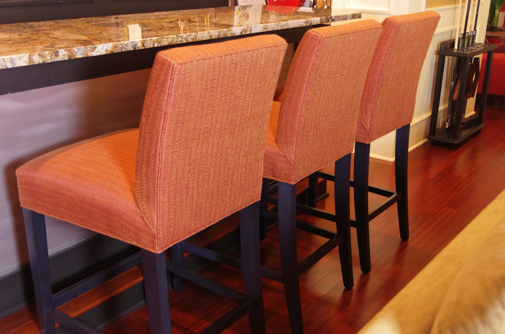 Trio of Coral Colored Ethan Allen Bar Stools EBTH