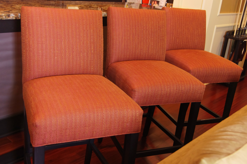 Trio of Coral Colored Ethan Allen Bar Stools EBTH