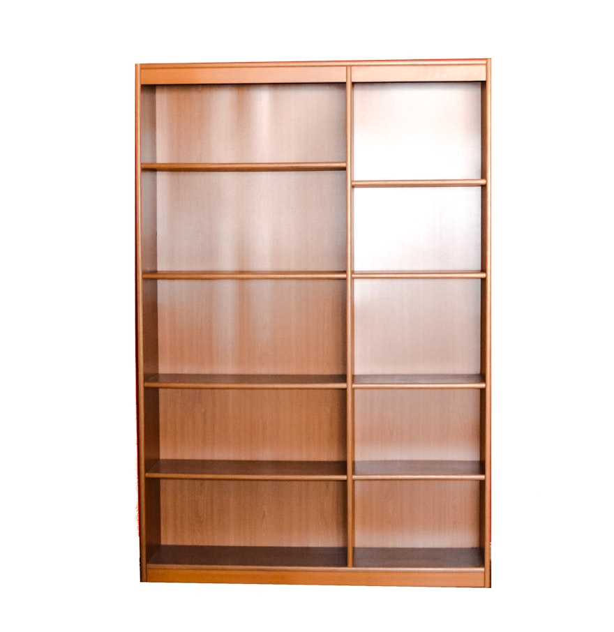 Modern Six Shelf Bookcase In Honey Brown Ebth Modern Six Shelf Bookcase In Honey Brown