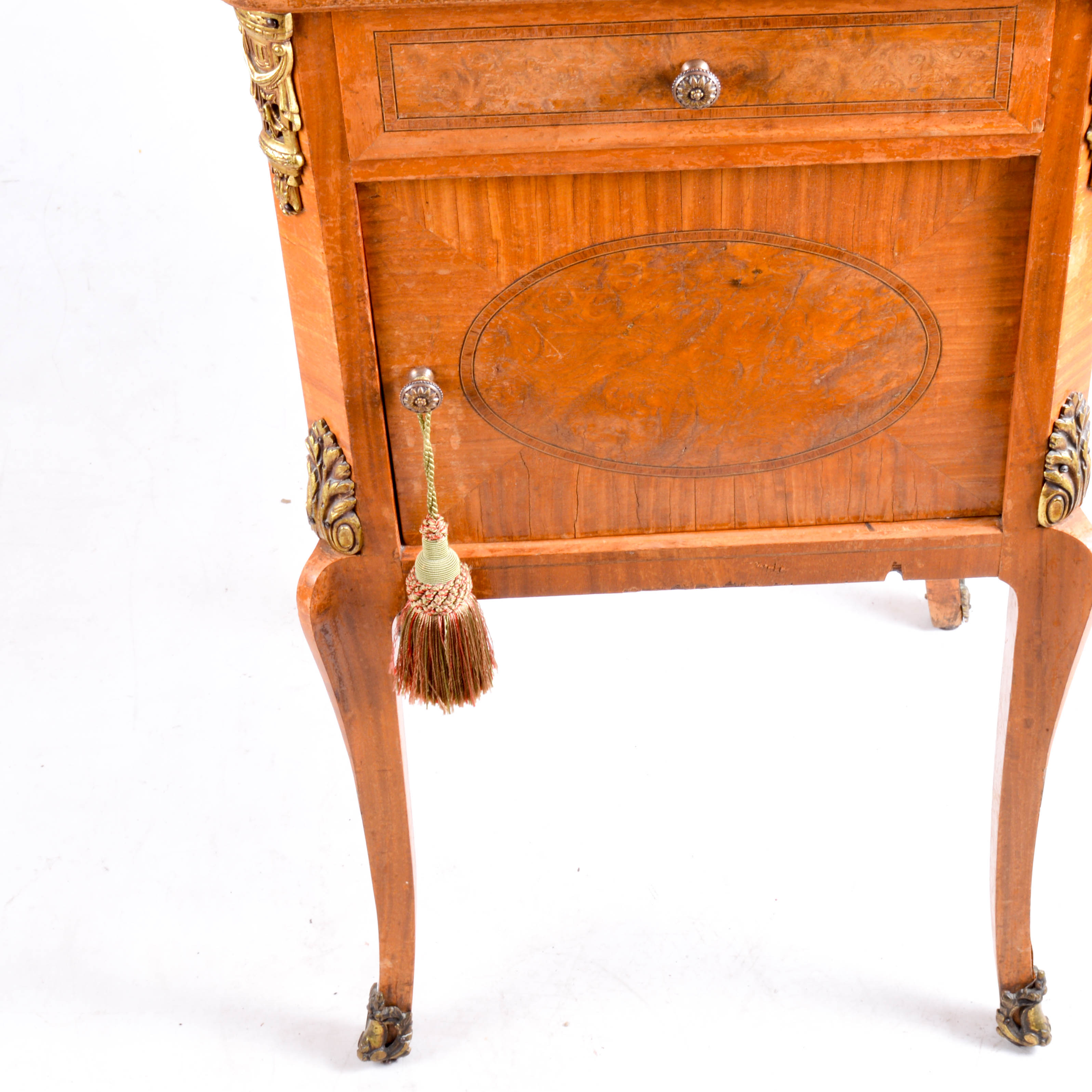 Antique Marble Top Humidor Stand with Parquetry EBTH