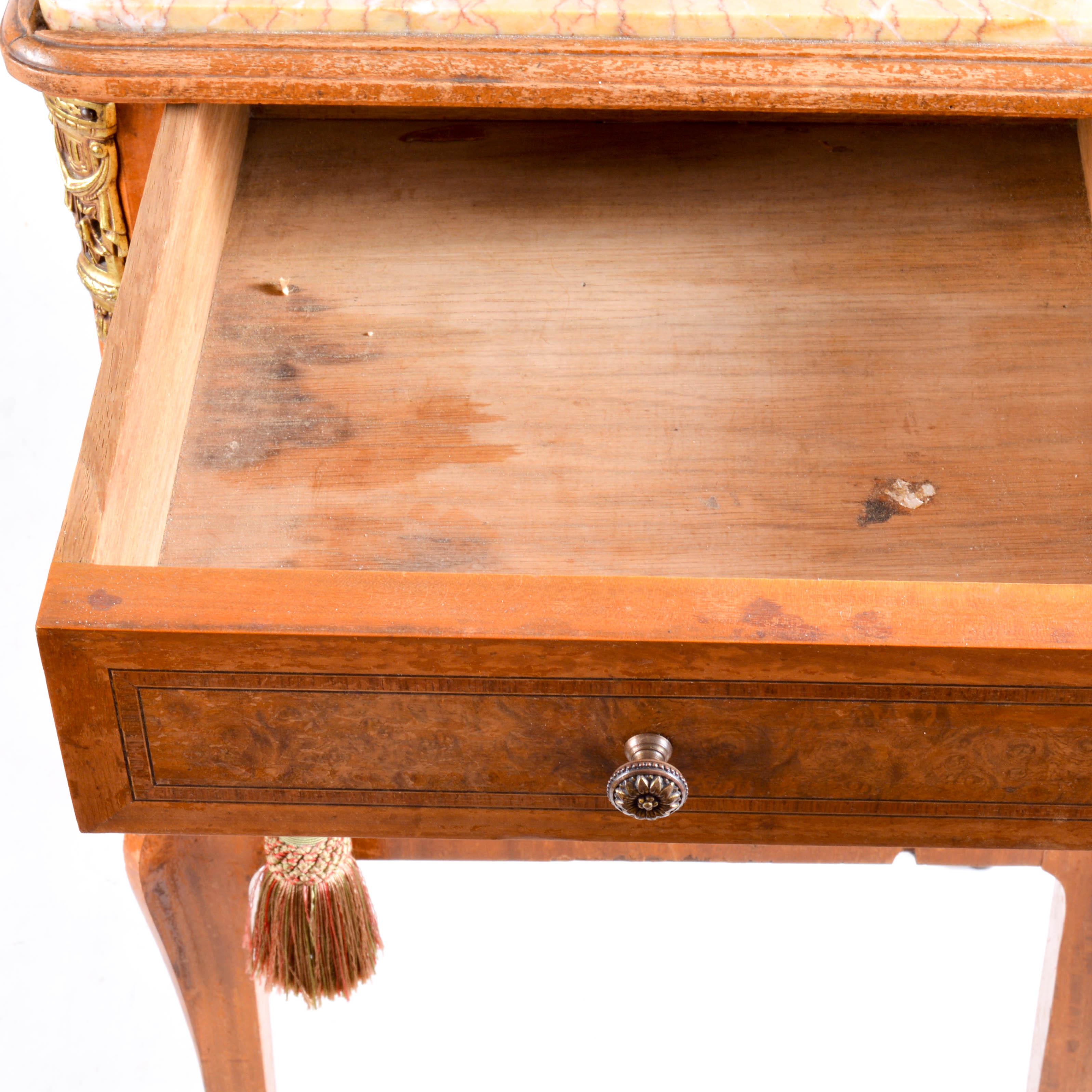 Antique Marble Top Humidor Stand with Parquetry EBTH