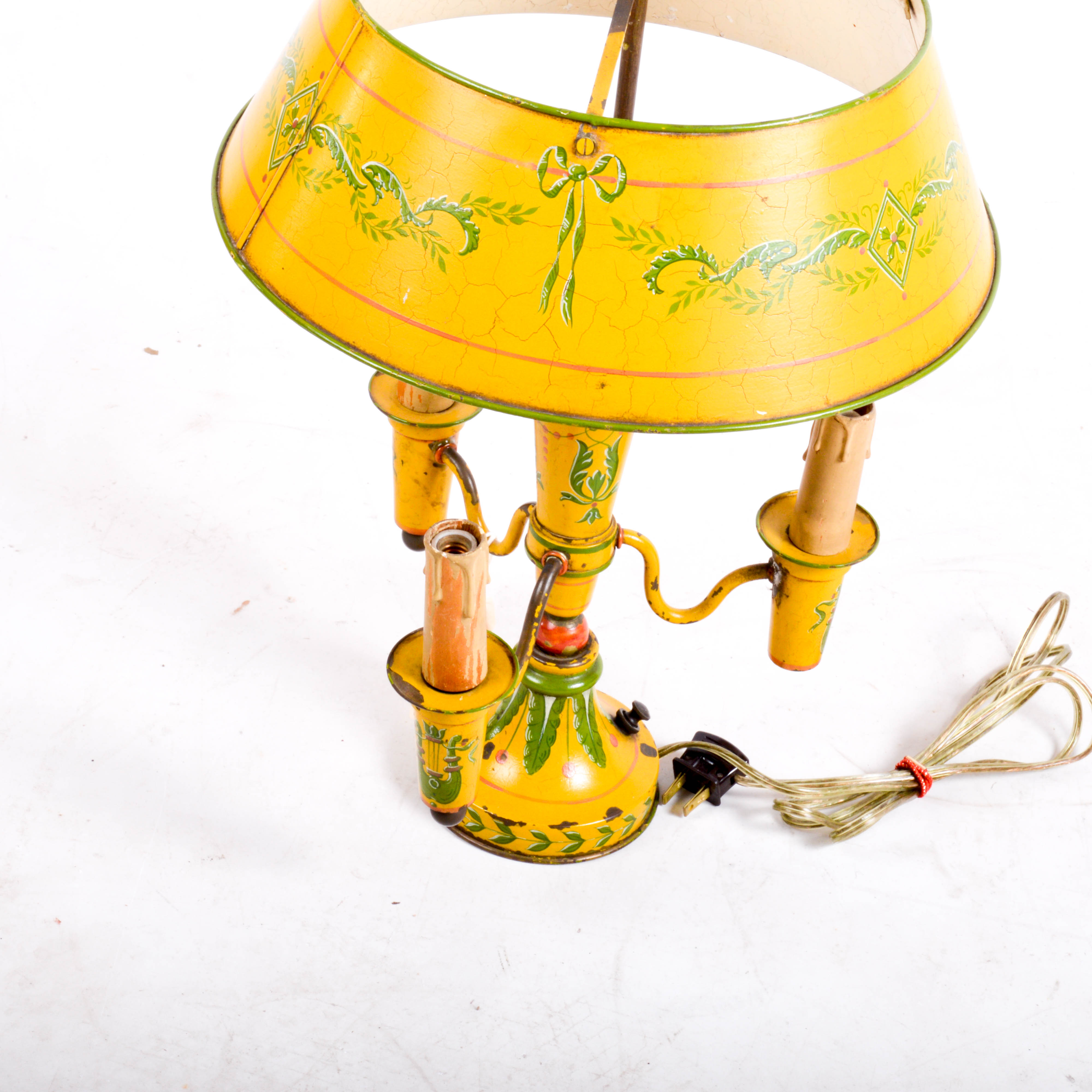 Vintage Tin Litho Candlestick Lamp EBTH