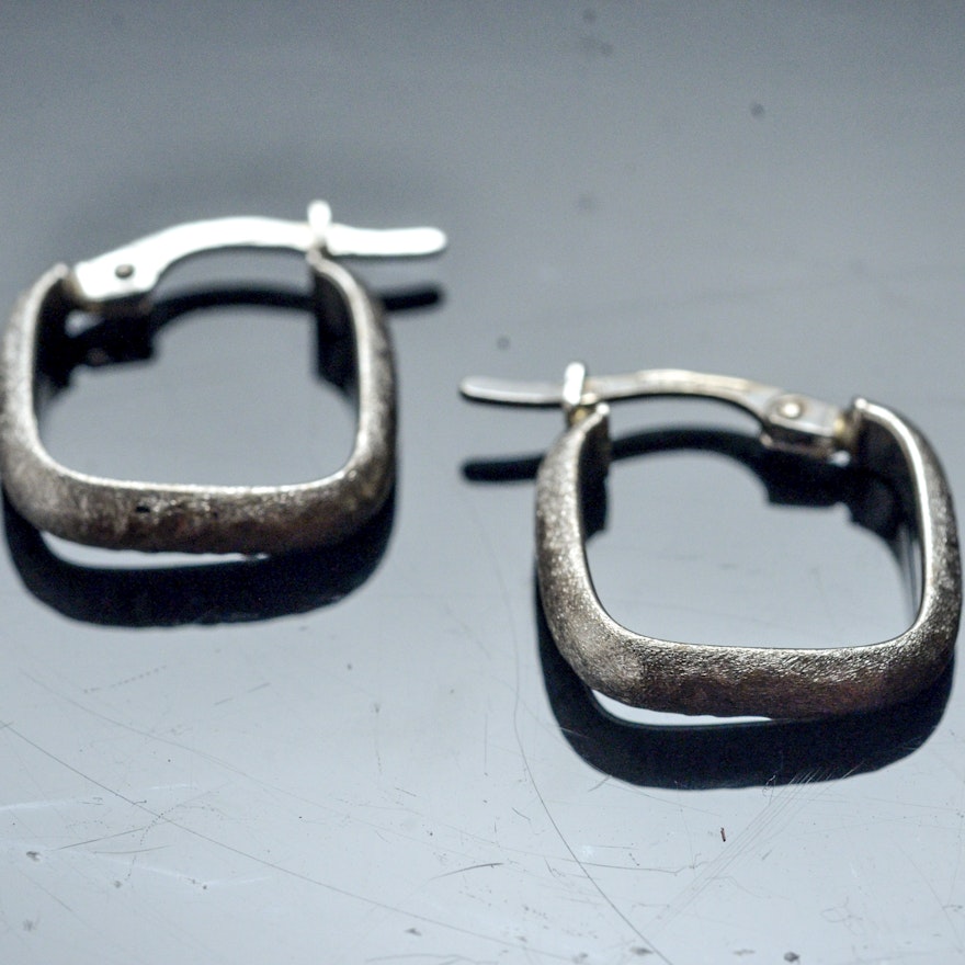18k White Gold Square Hoop Earrings 18k White Gold Square Hoop Earrings