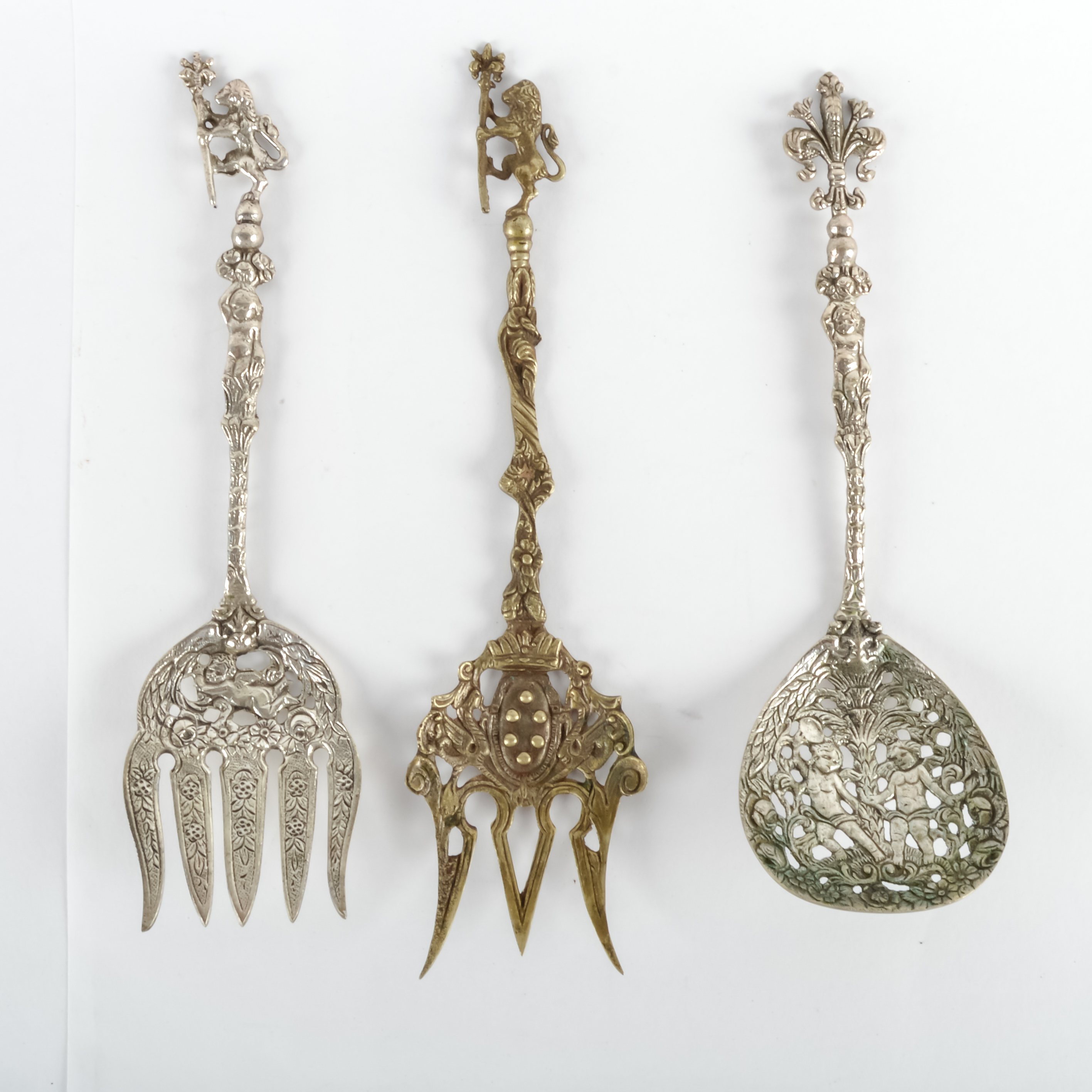 Three Vintage Italian Engraved Serving Utensils EBTH