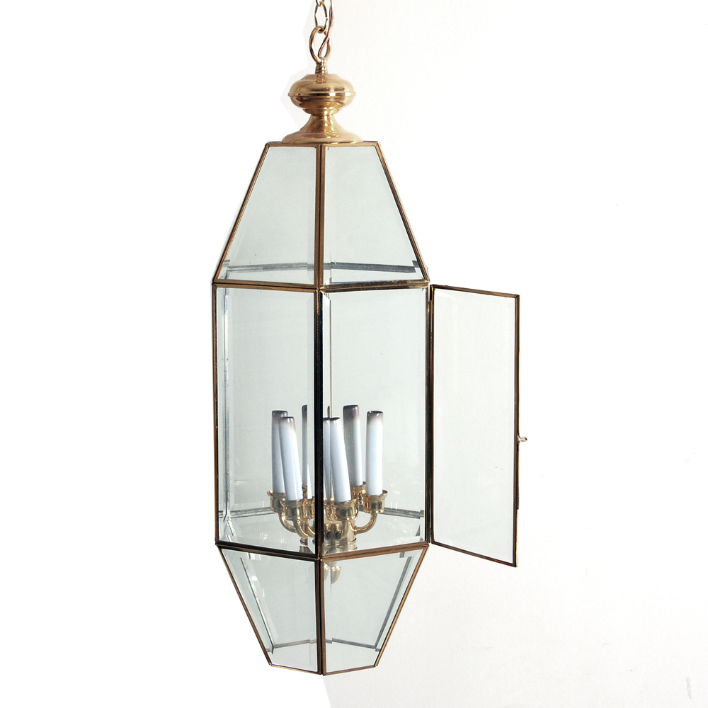 Beveled Glass and Brass Foyer Pendant Chandelier EBTH