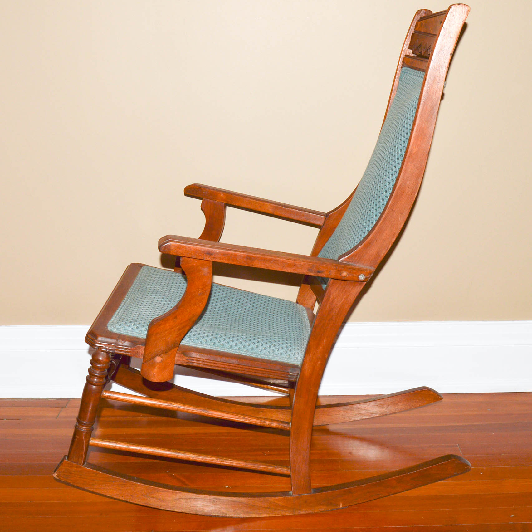 Vintage Upholstered Wood Rocking Chair | EBTH