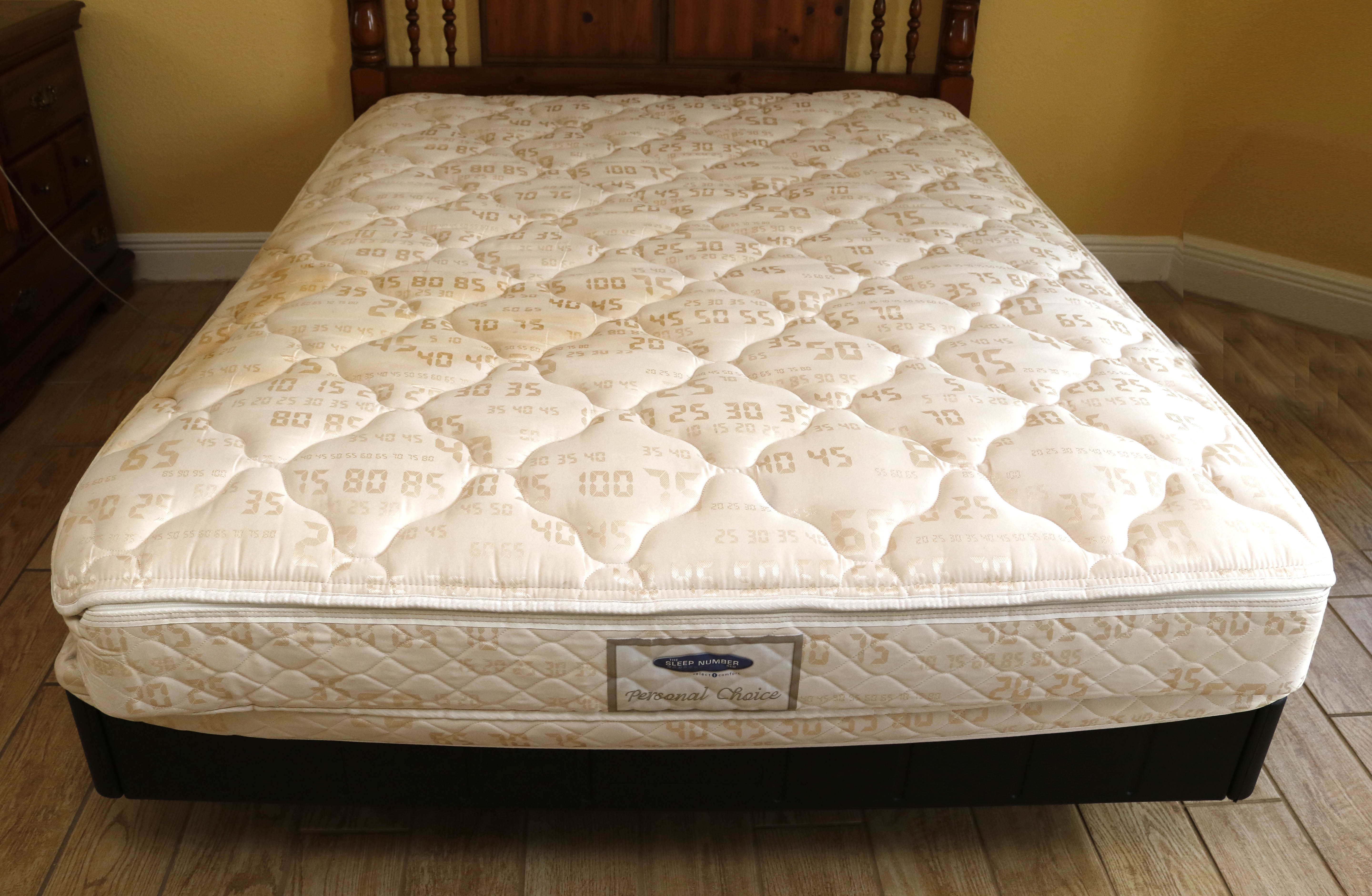 Knotty Pine Headboard and Rails with Sleep Number Mattress EBTH