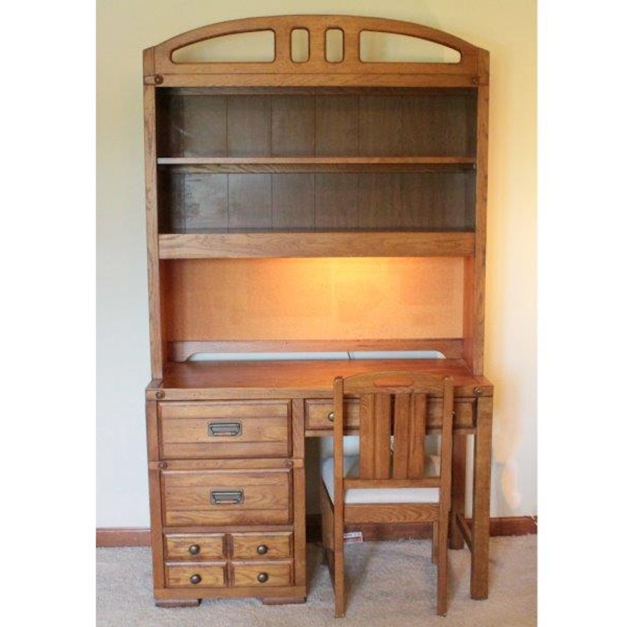 Desk With Lighted Hutch By Stanley Furniture Ebth