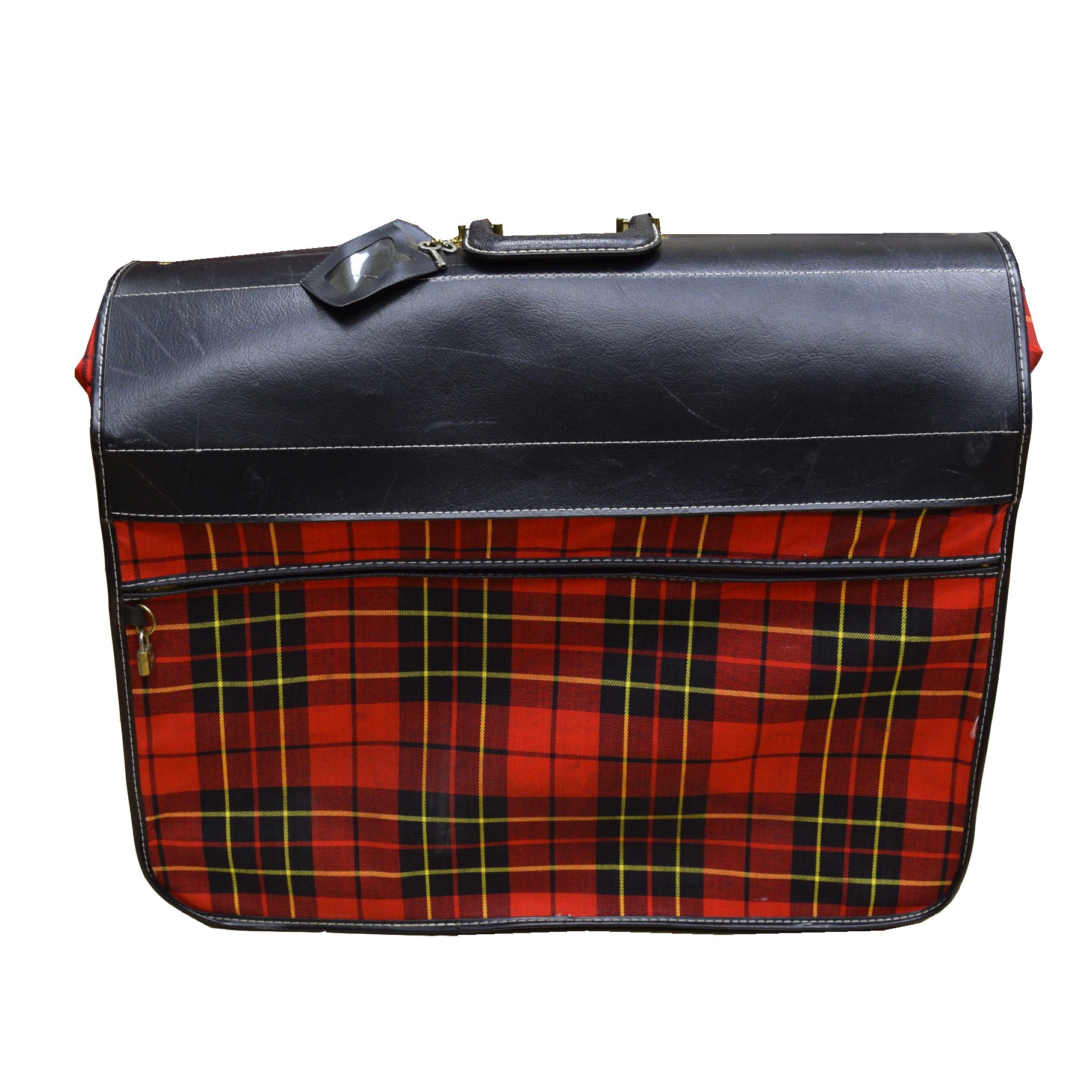 Vintage Plaid Garment Bag Suitcase EBTH