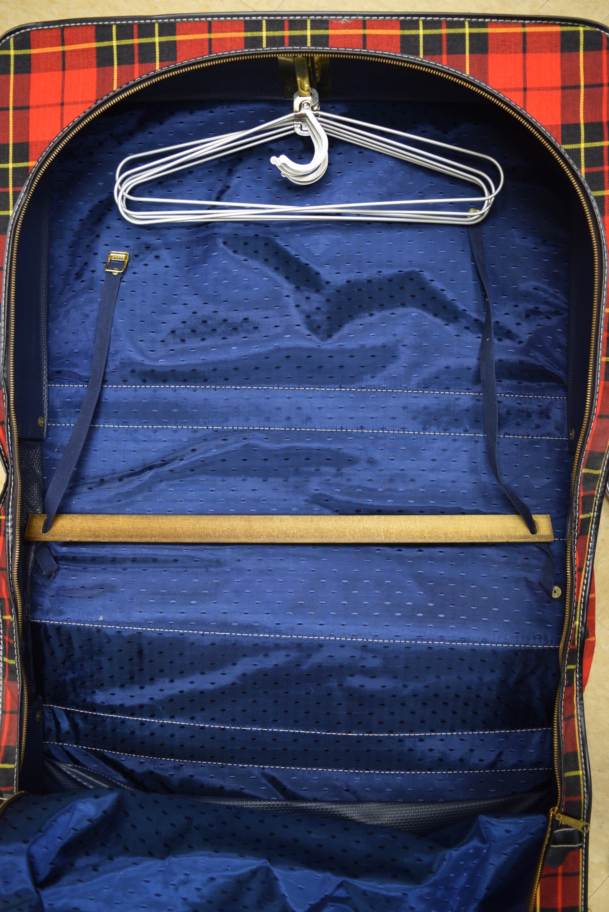 Vintage Plaid Garment Bag Suitcase EBTH