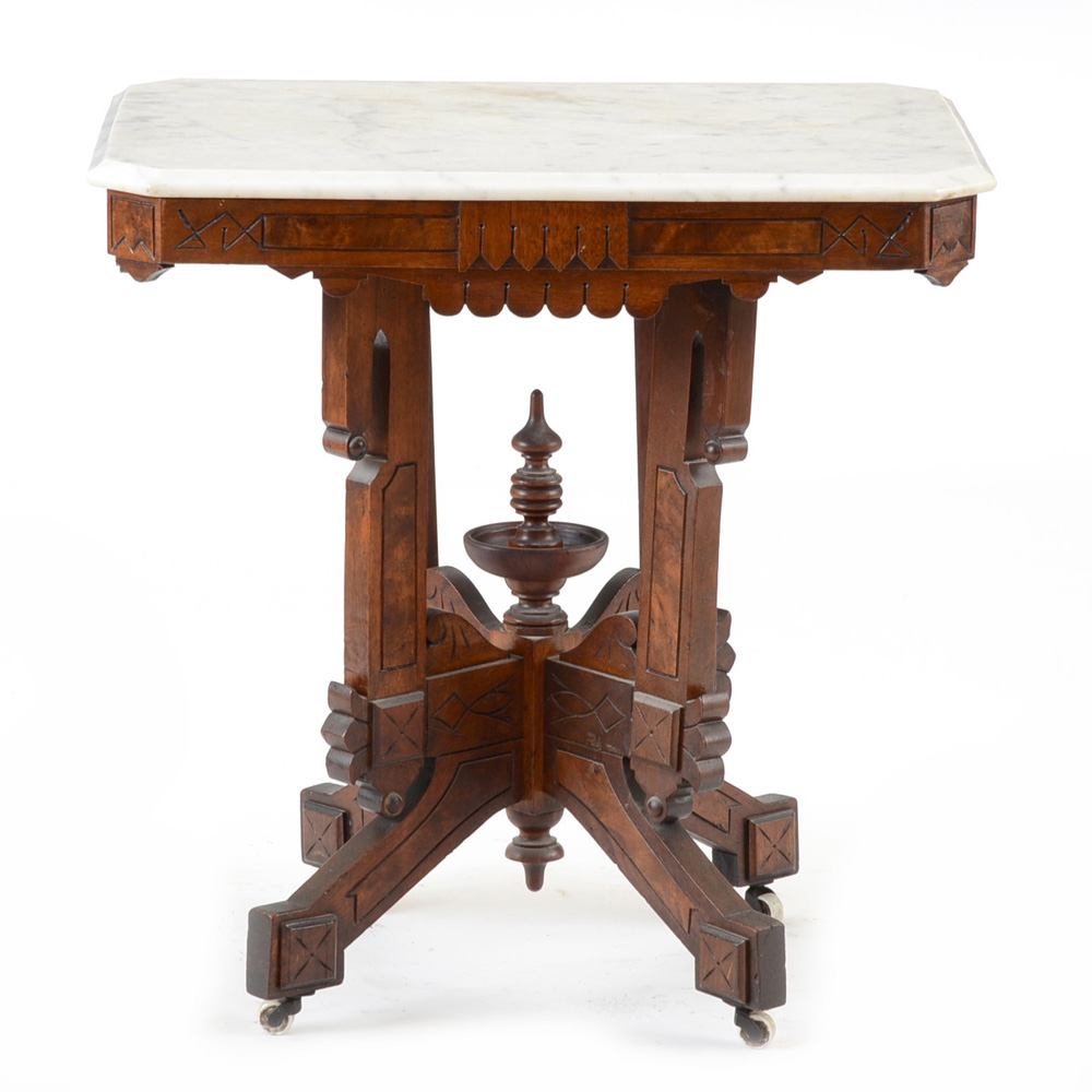 Eastlake Style Marble Top Parlor Table EBTH