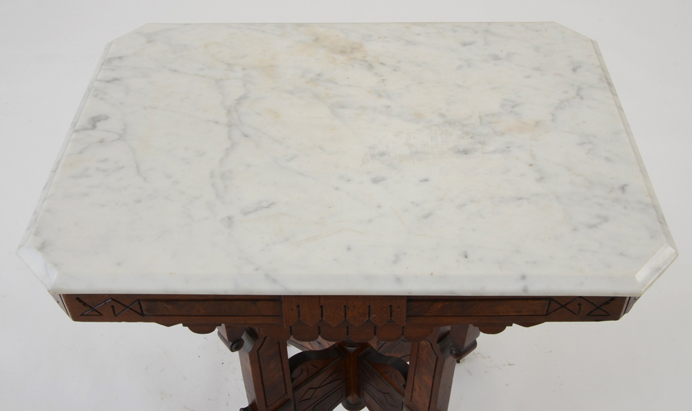 Eastlake Style Marble Top Parlor Table EBTH