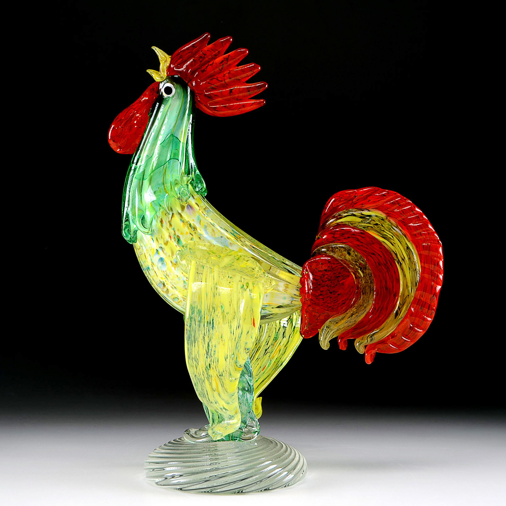 Modern Murano Art Glass Rooster Signed Mario Sandon EBTH