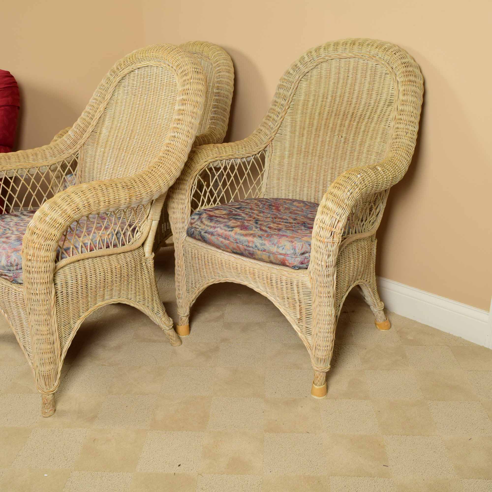 Pennsylvania House Curved Back Wicker Arm Chair Trio EBTH