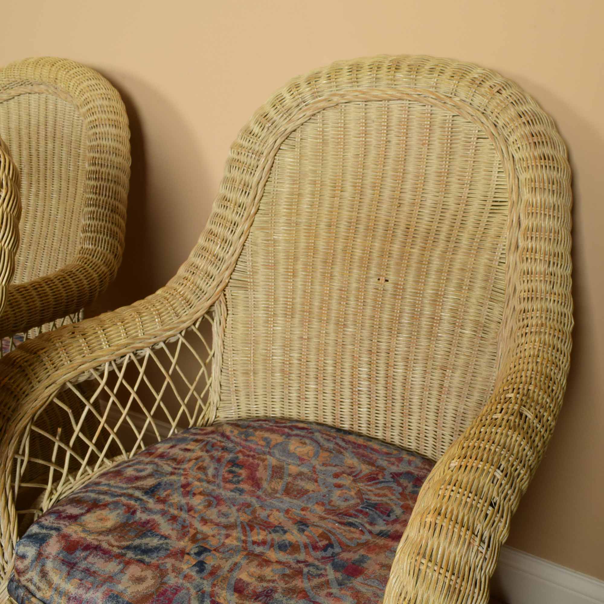 Pennsylvania House Curved Back Wicker Arm Chair Trio EBTH