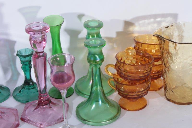 Assortment of Colored Glass Candlesticks EBTH