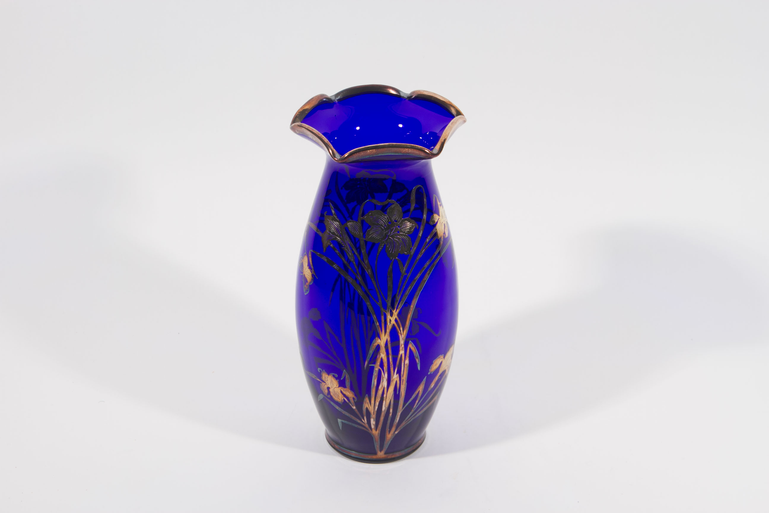 Silver Overlay Cobalt Vase EBTH