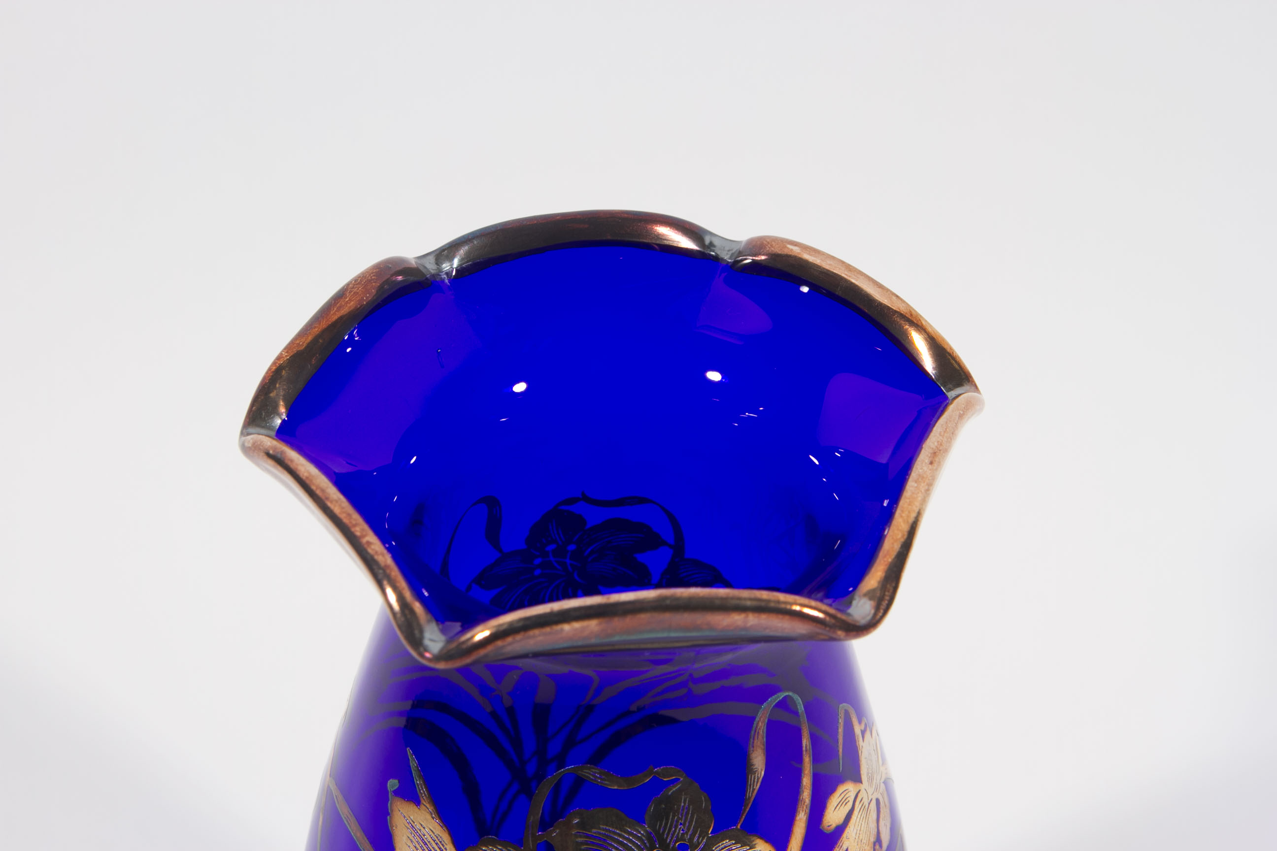 Silver Overlay Cobalt Vase EBTH
