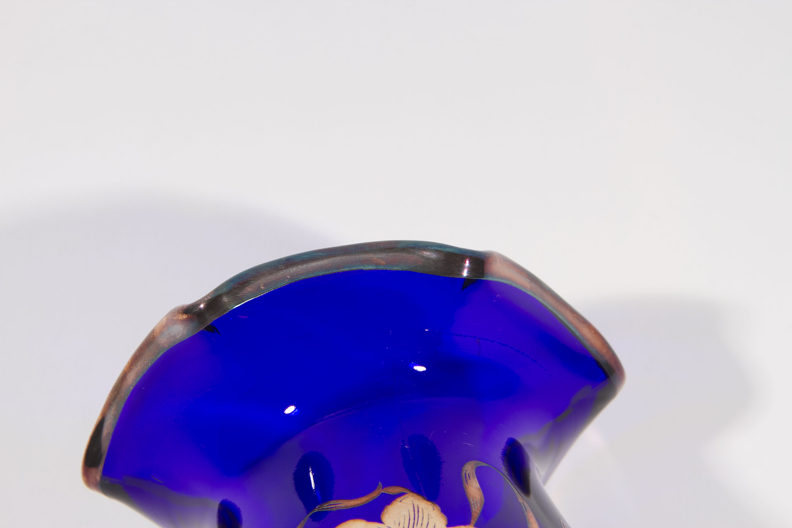 Silver Overlay Cobalt Vase EBTH