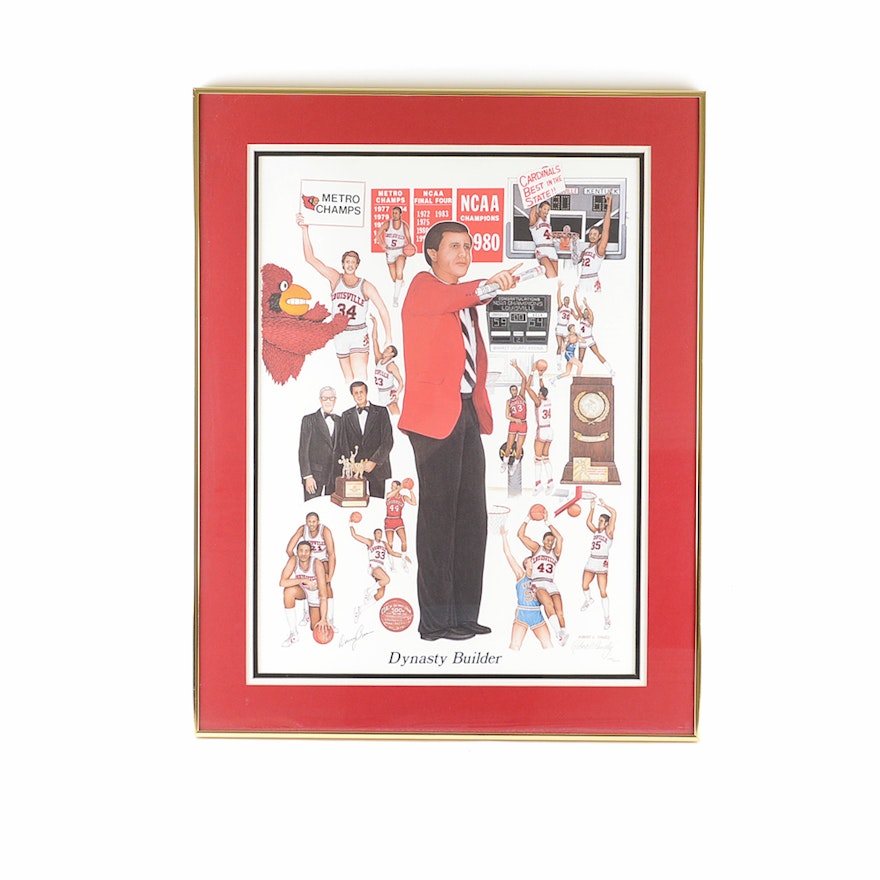 * RARE VINTAGE * SIGNED Louisville Cardinals Basketball Art Print Robert  Conley