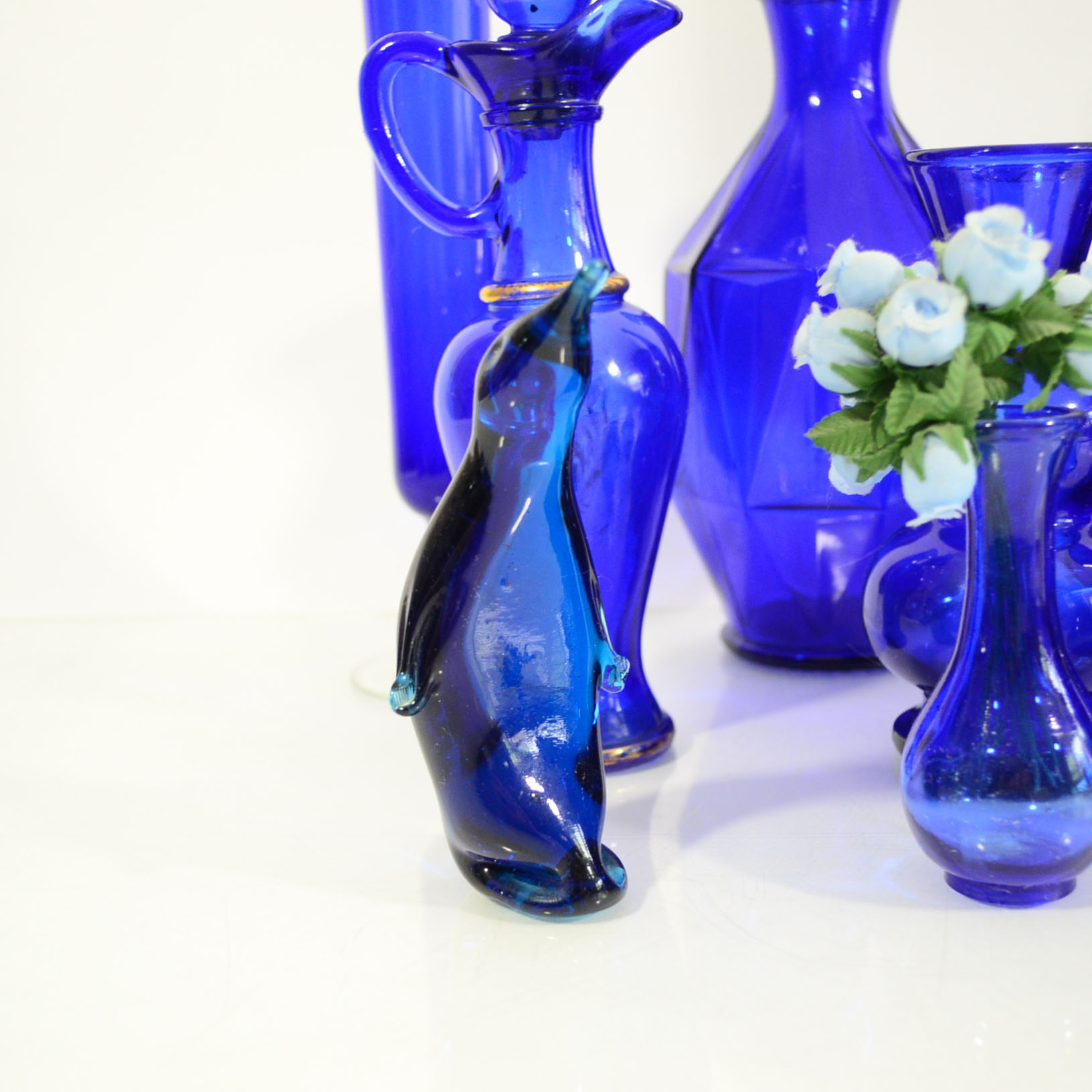 Collection Of Blue Glass Decor | EBTH