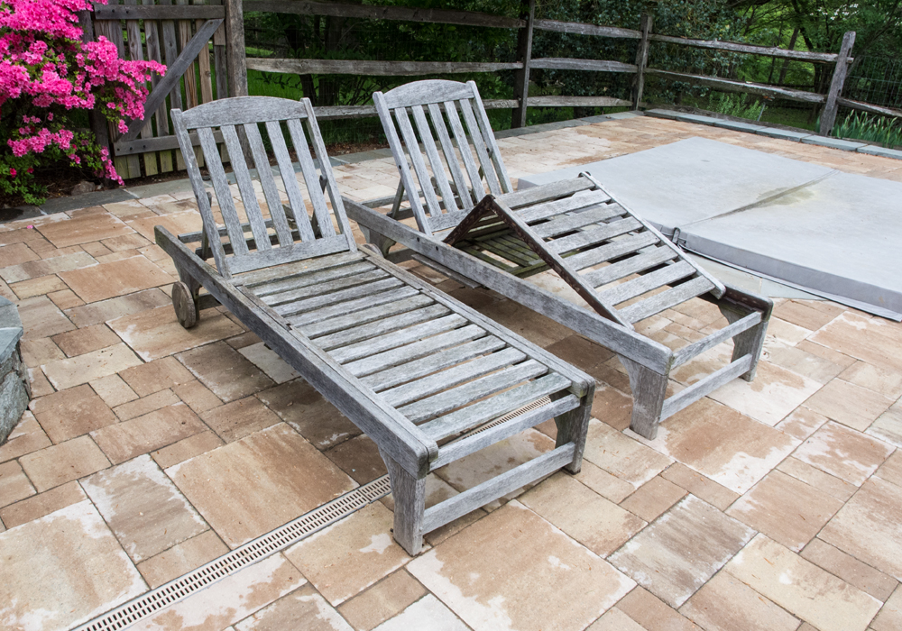 smith and hawken teak lounge chairs