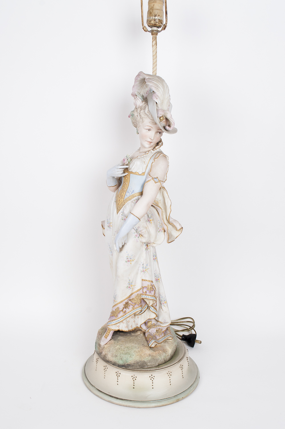 Large Antique Bisque Female Figurine Lamp EBTH