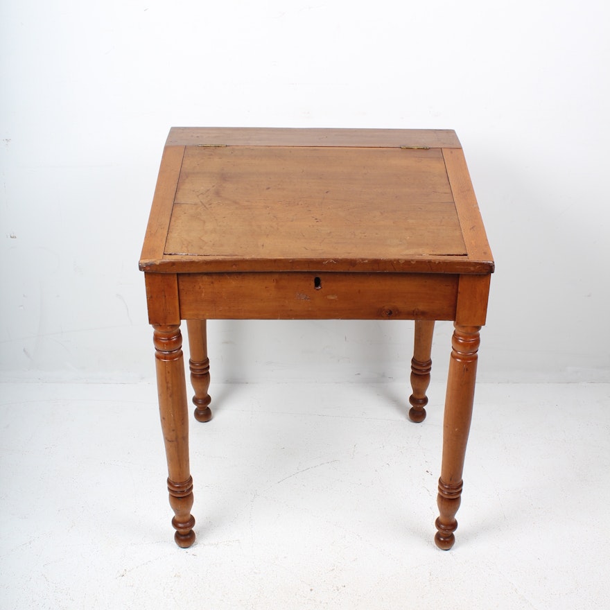 Antique Slant Top Writing Desk With Lift Top : EBTH Antique Slant Top Writing Desk with Lift Top ... - Antique Slant Top Writing Desk With Lift Top : EBTH