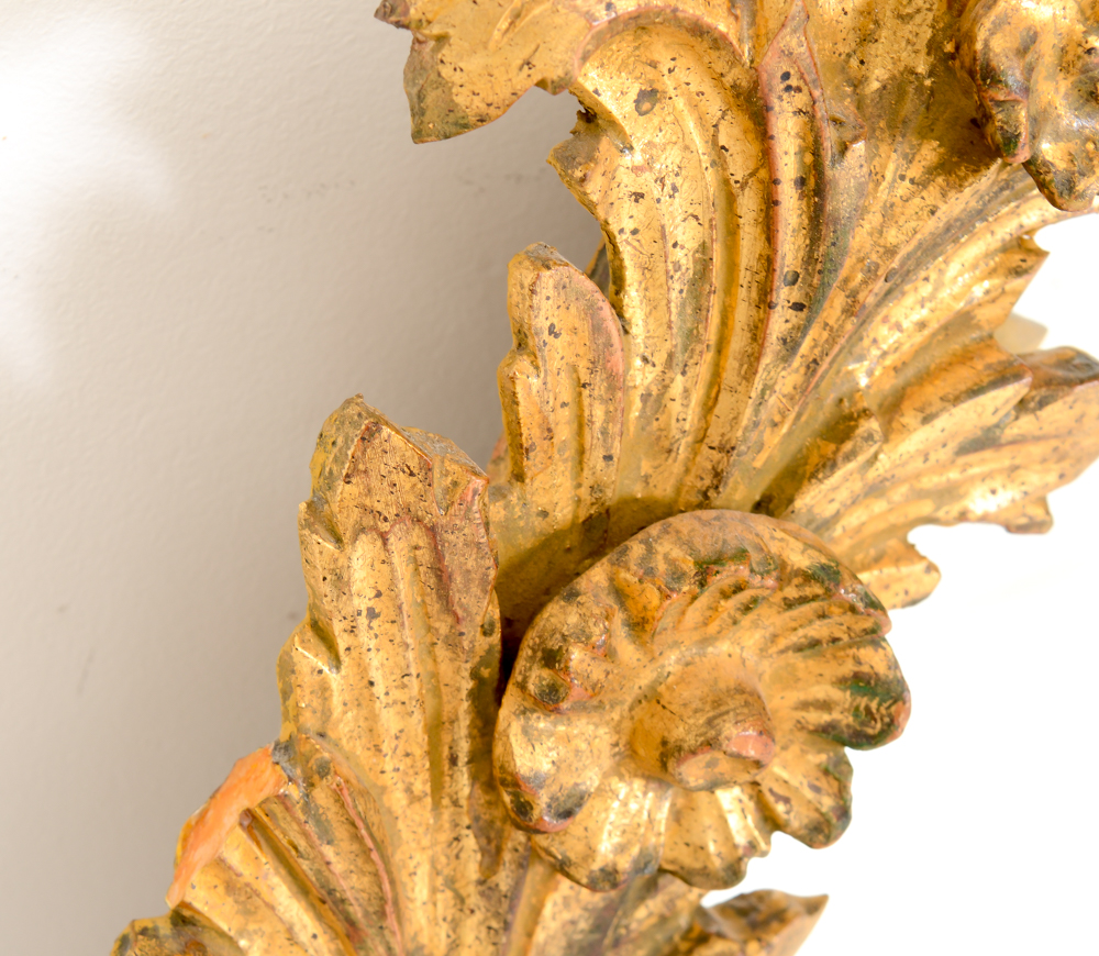 Vintage Italian Gilt Plaster Oval Wall Hanging Mirror EBTH