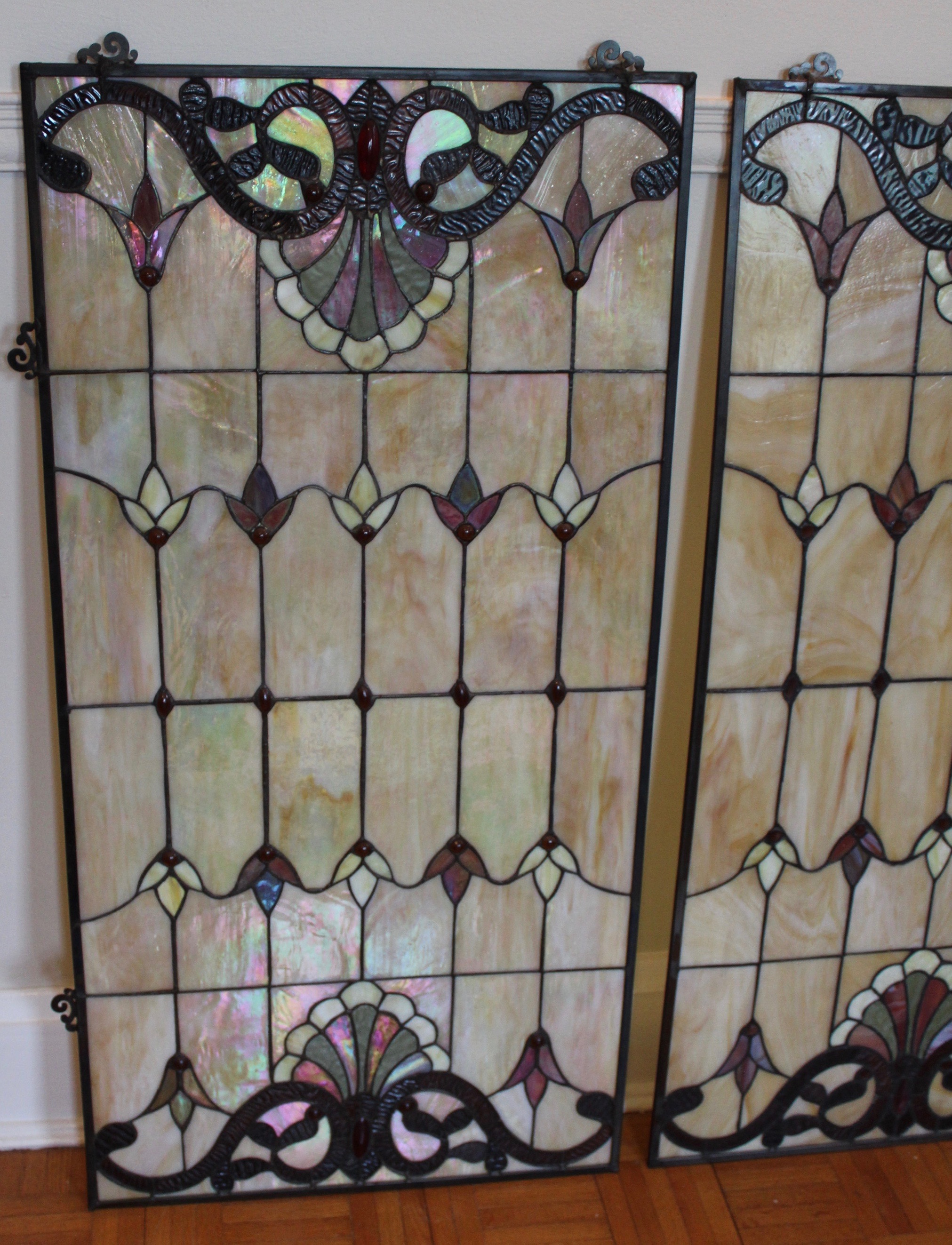 Pair of Antique Leaded Glass Windows EBTH